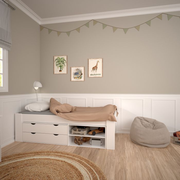 N/A Steens For Kids Single Bed in Whitewash Grey Brown Lacquered