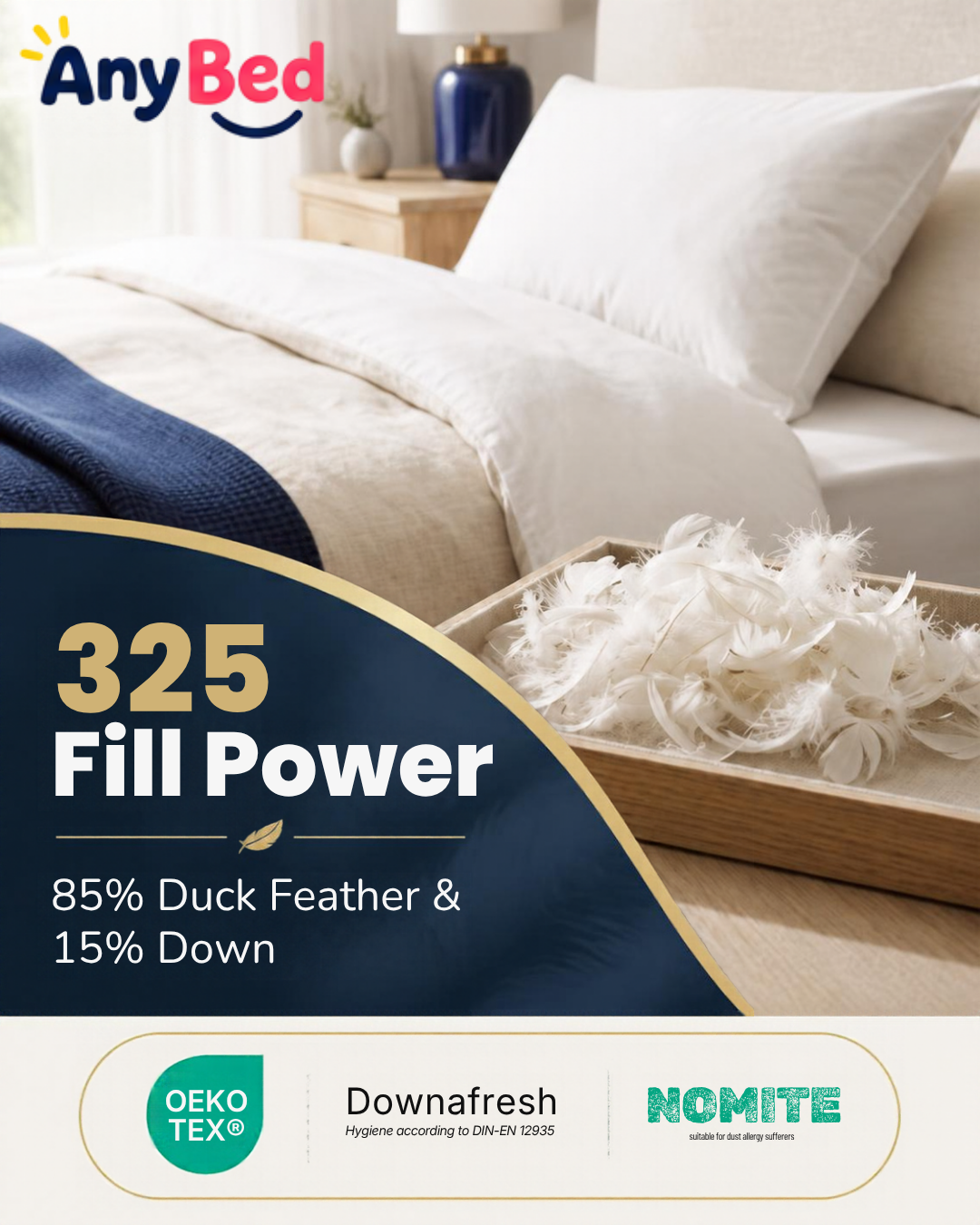 Duck Feather & Down Pillow, 85/15 Blend