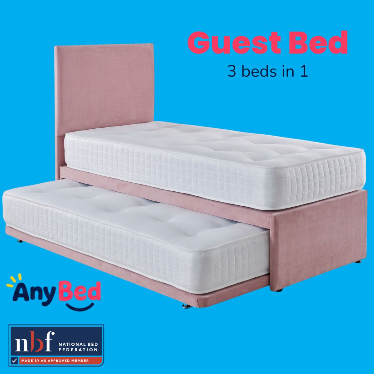 Guest Bed & Trundle With 2 Mattresses
