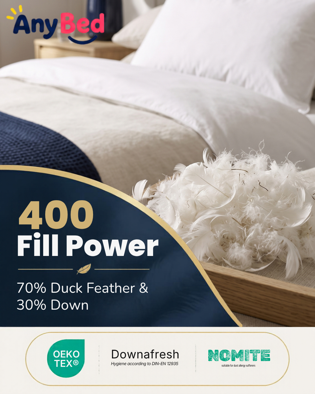 Duck Feather & Down Pillow, 70/30 Blend