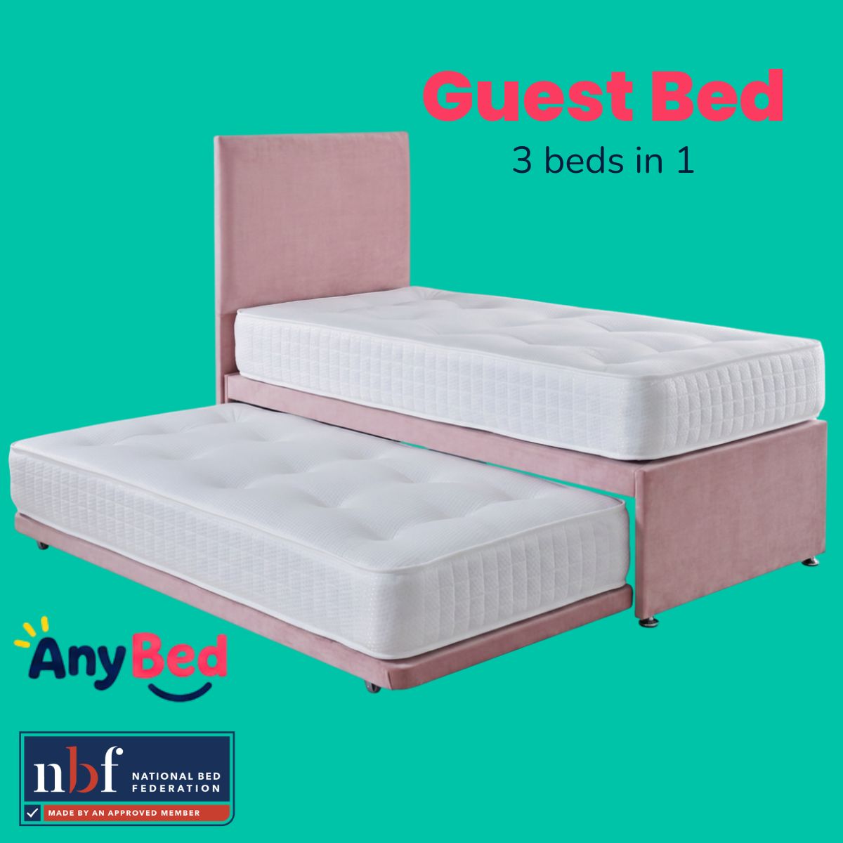 Guest Bed & Trundle With 2 Mattresses