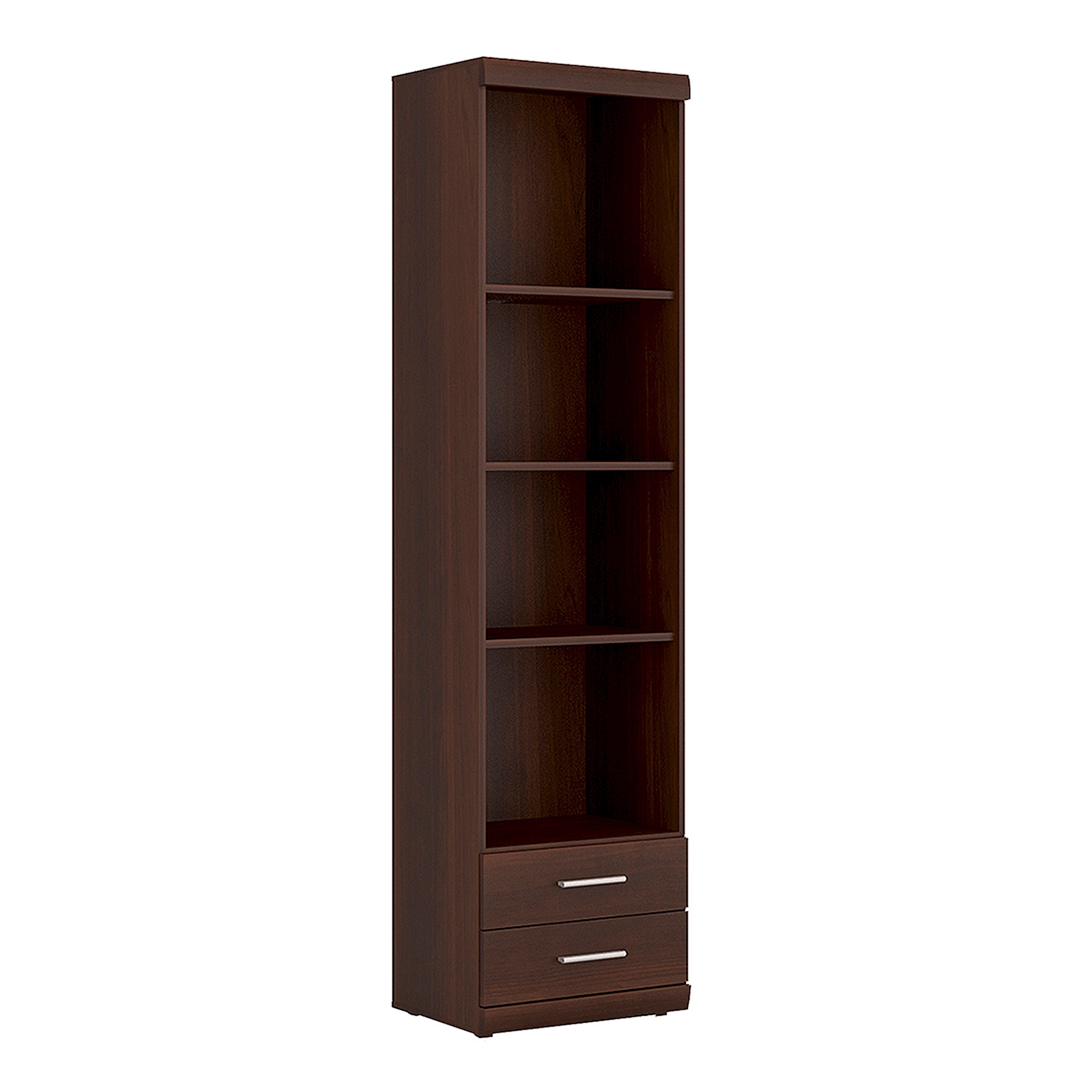 Imperial Tall 2 Drawer Narrow Cabinet with Open Shelving in Dark Mahogany Melamine – FTG