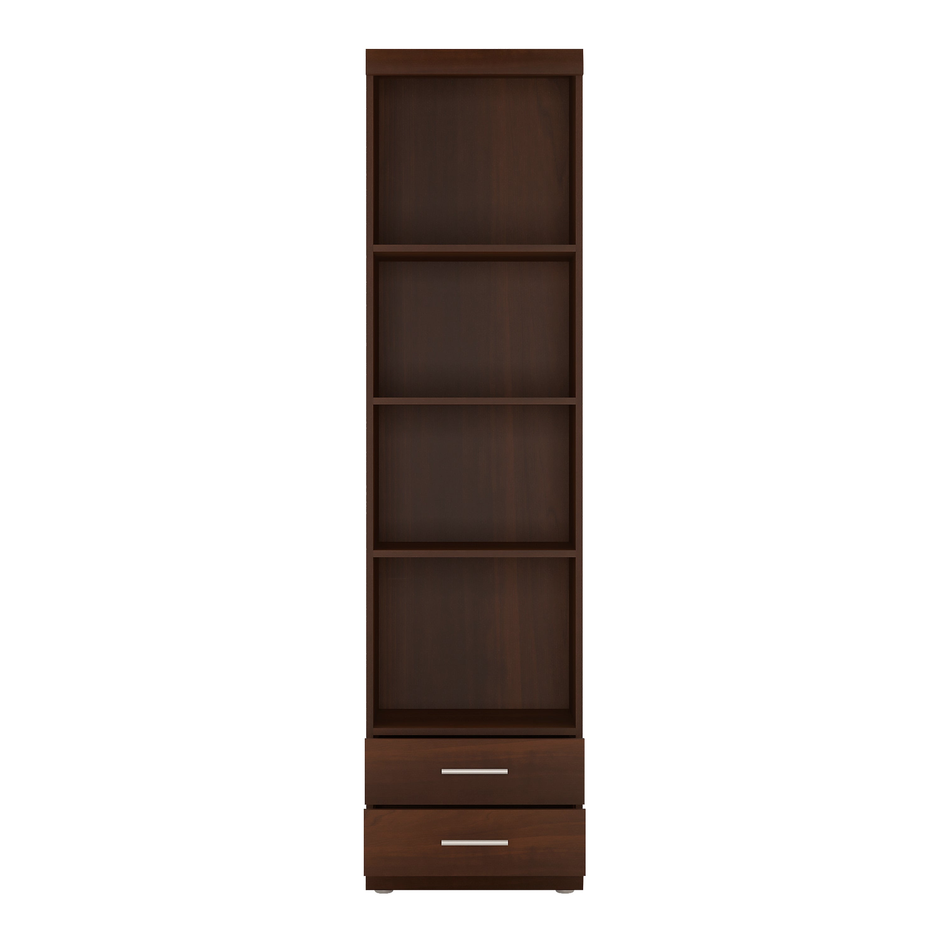 Imperial Tall 2 Drawer Narrow Cabinet with Open Shelving in Dark Mahogany Melamine – FTG, view 2