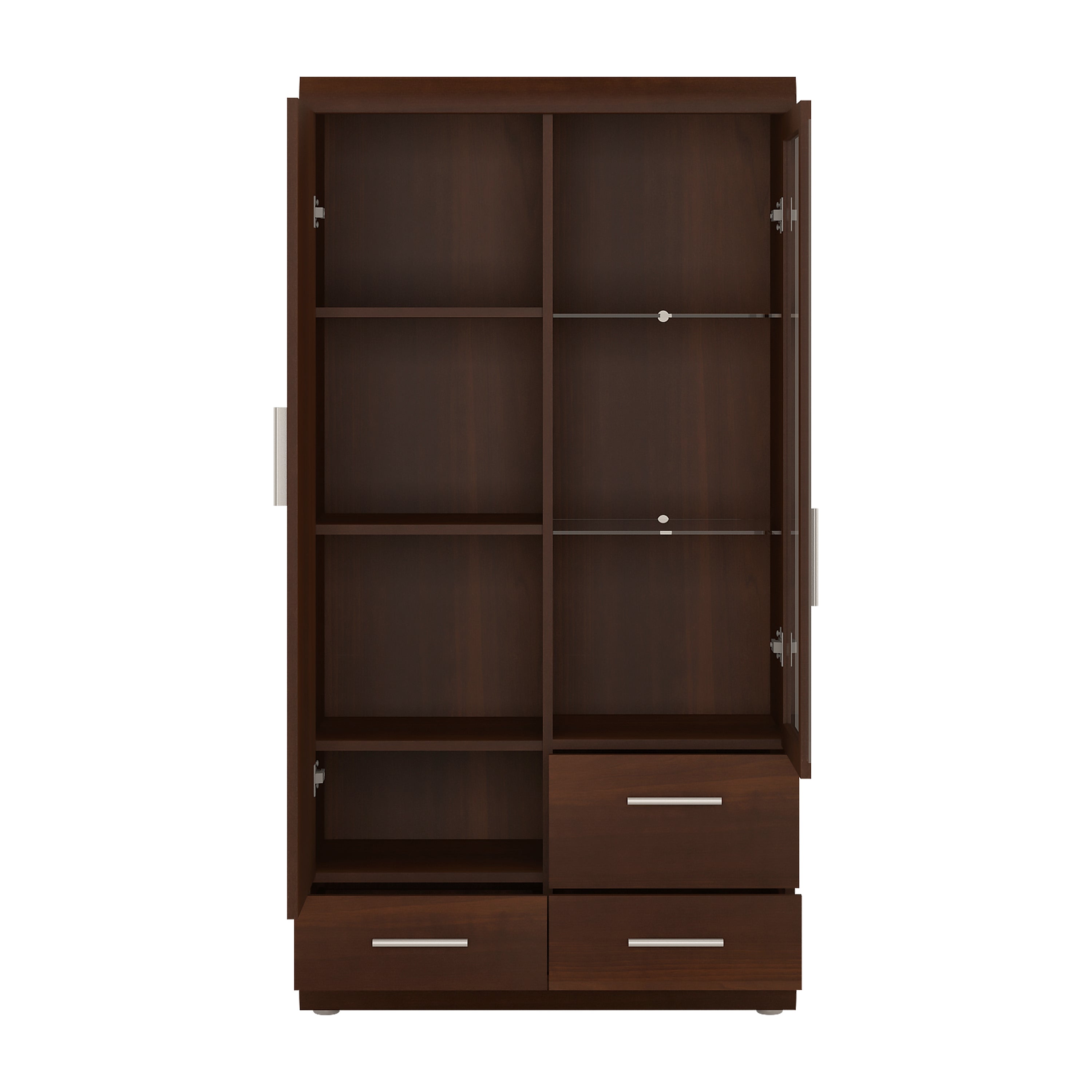 Imperial 2 Door 3 Drawer Glazed Display Cabinet in Dark Mahogany Melamine – FTG, view 2