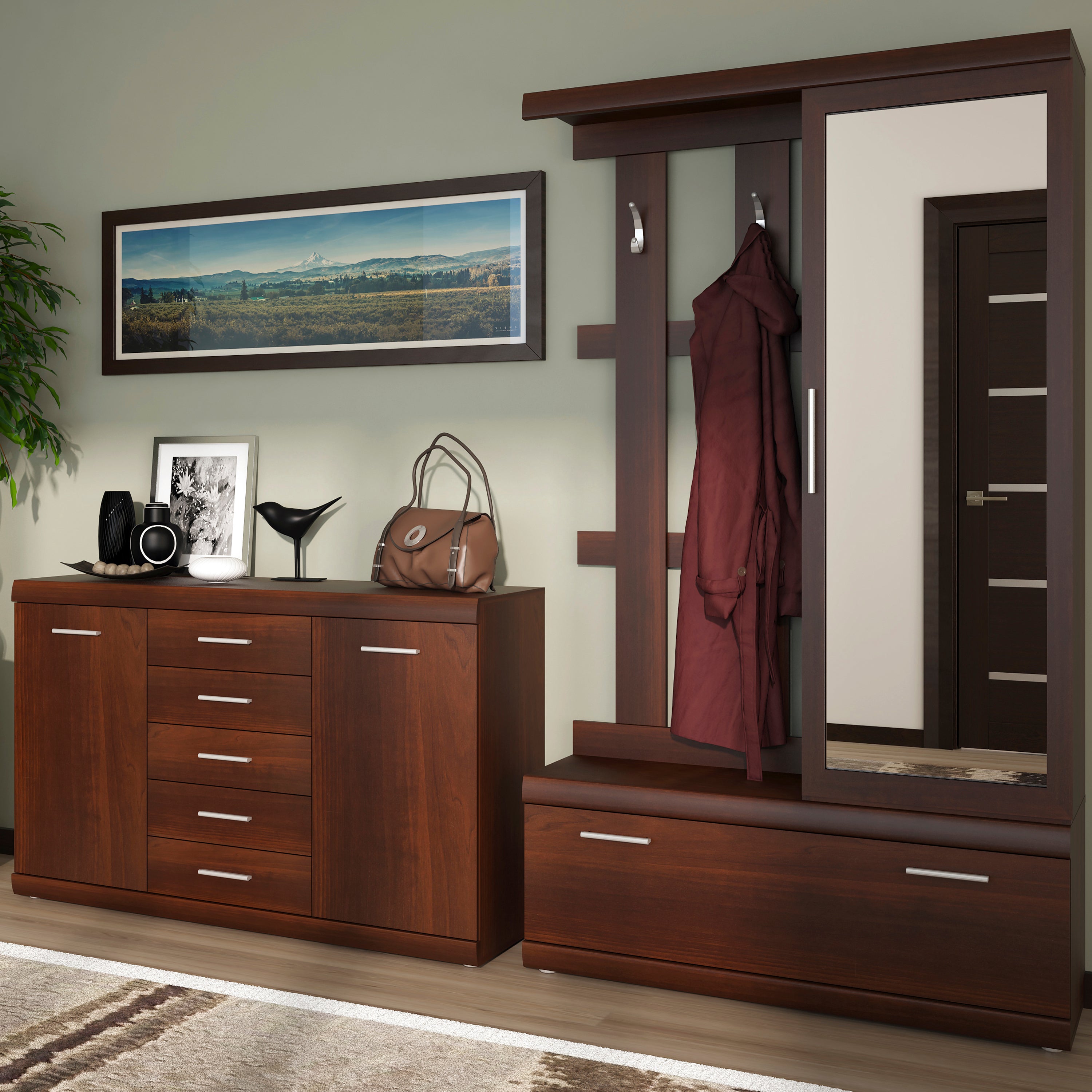 Imperial 2 Door 5 Drawer Sideboard in Dark Mahogany Melamine – FTG, view 4