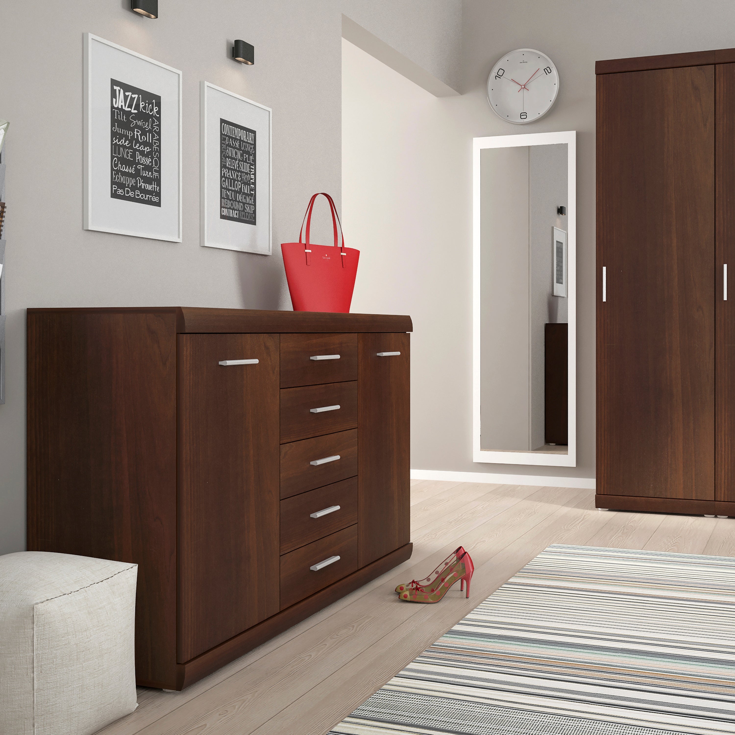 Imperial 2 Door 5 Drawer Sideboard in Dark Mahogany Melamine – FTG, view 5