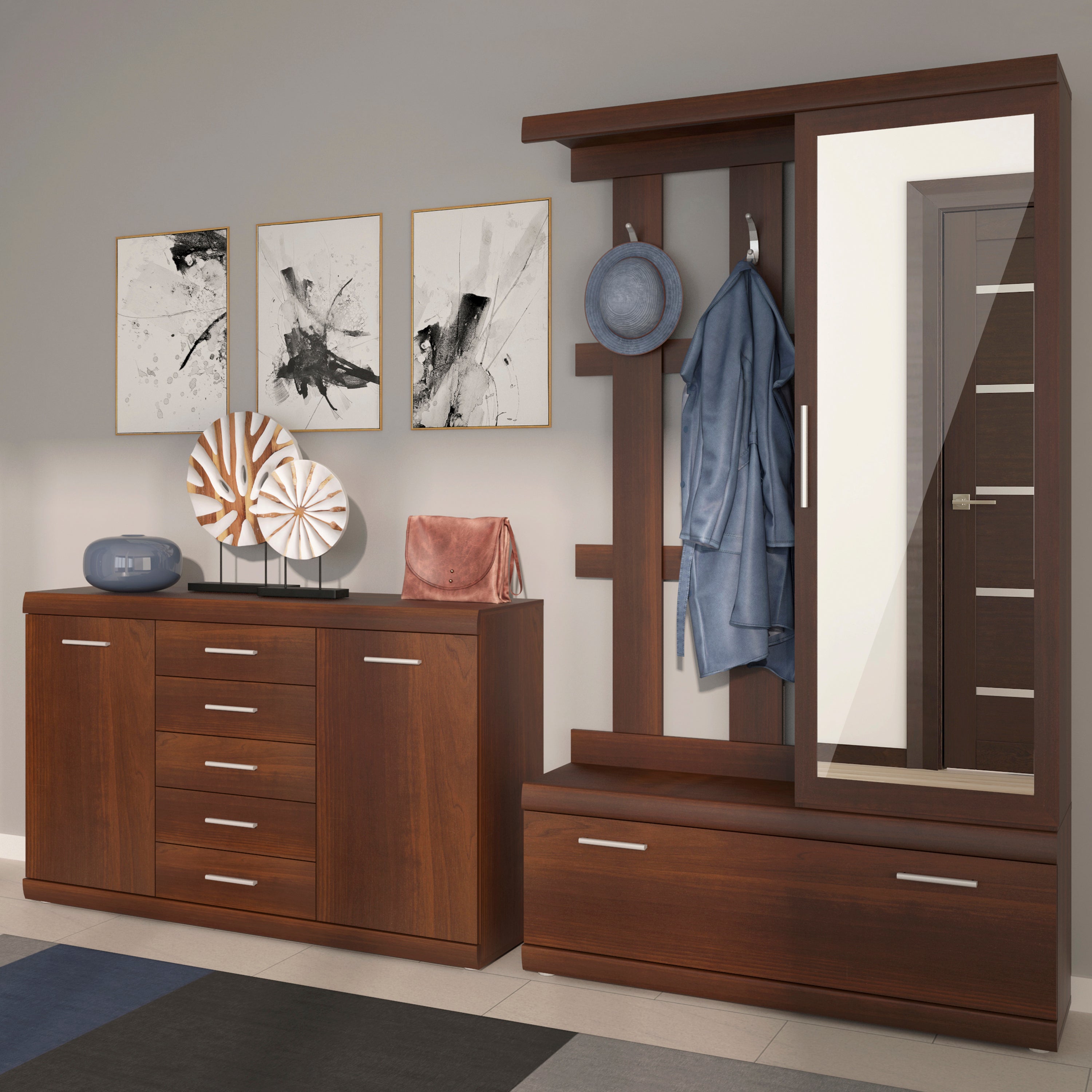 Imperial 2 Door 5 Drawer Sideboard in Dark Mahogany Melamine – FTG, view 6