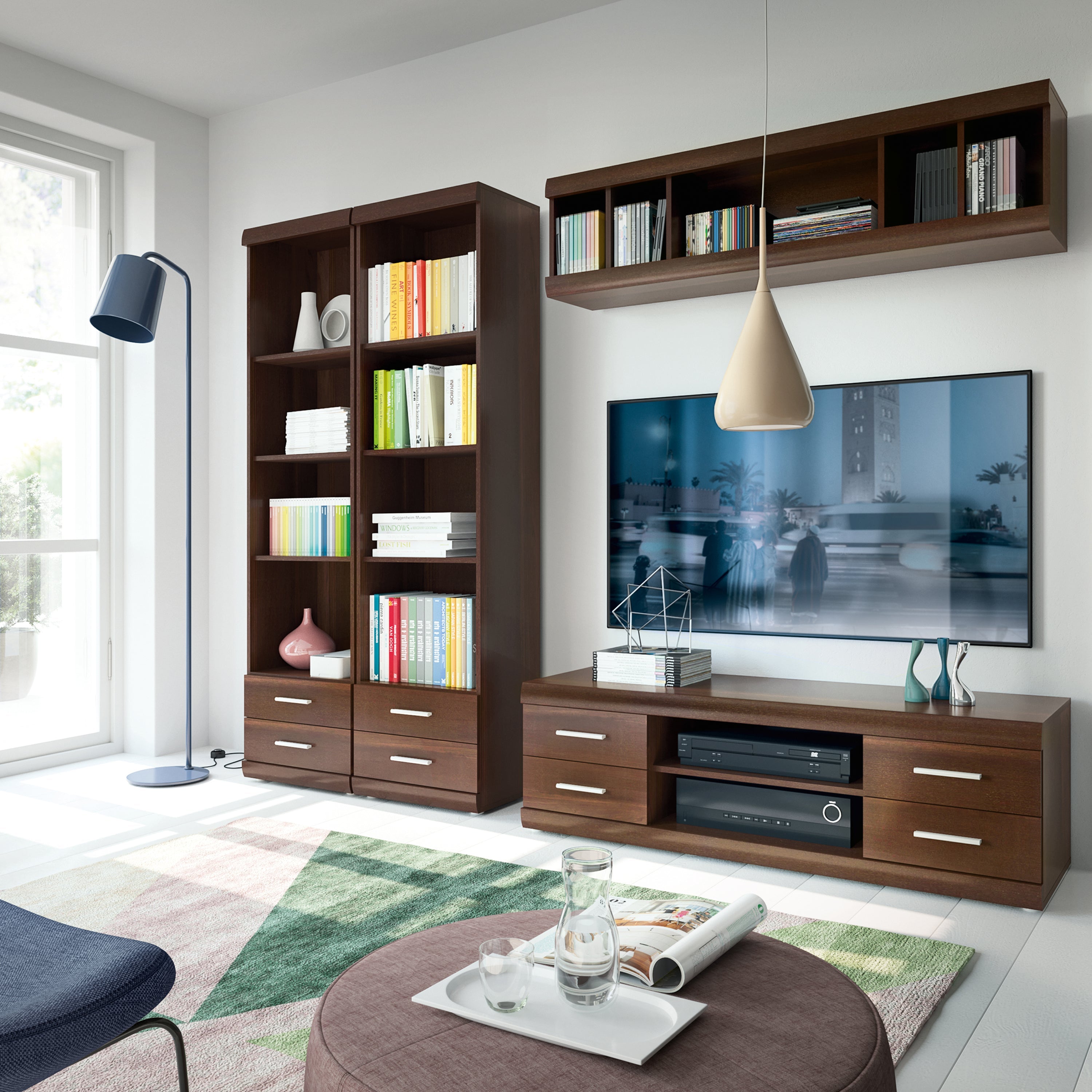 Imperial Wide 4 Drawer TV Cabinet in Dark Mahogany Melamine – FTG, view 5