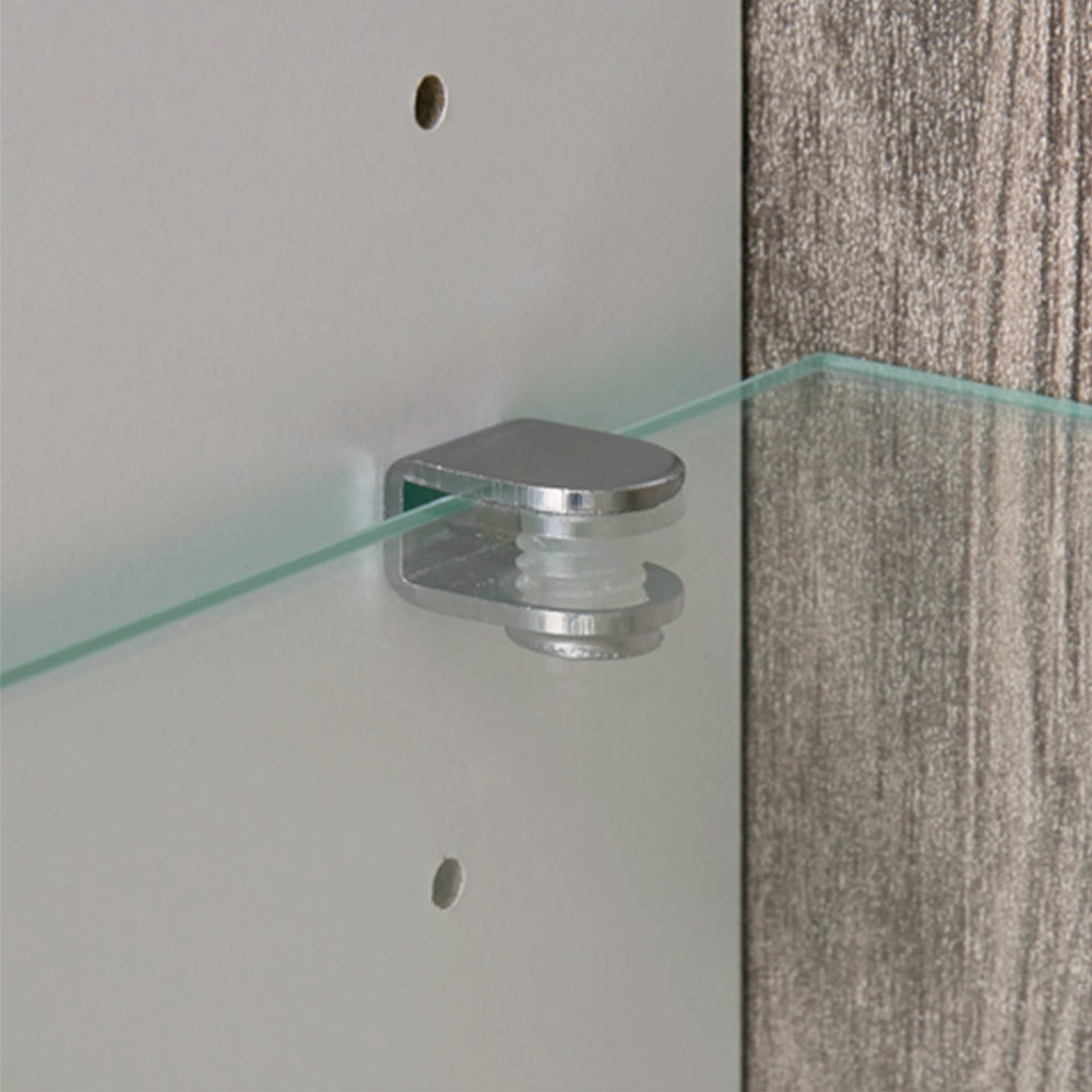 Chelsea Living Low Display Cabinet 109cm Wide in White with a Truffle Oak Trim – FTG, view 5