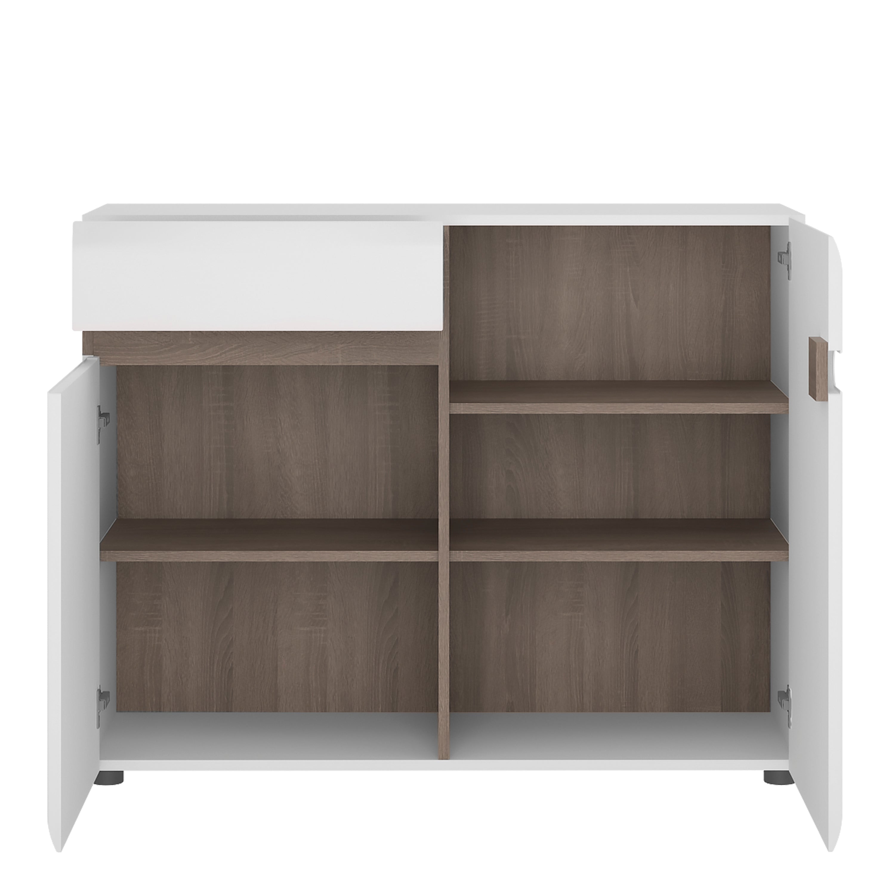 Chelsea Living 1 Drawer 2 Door Sideboard in White with a Truffle Oak Trim – FTG, view 2