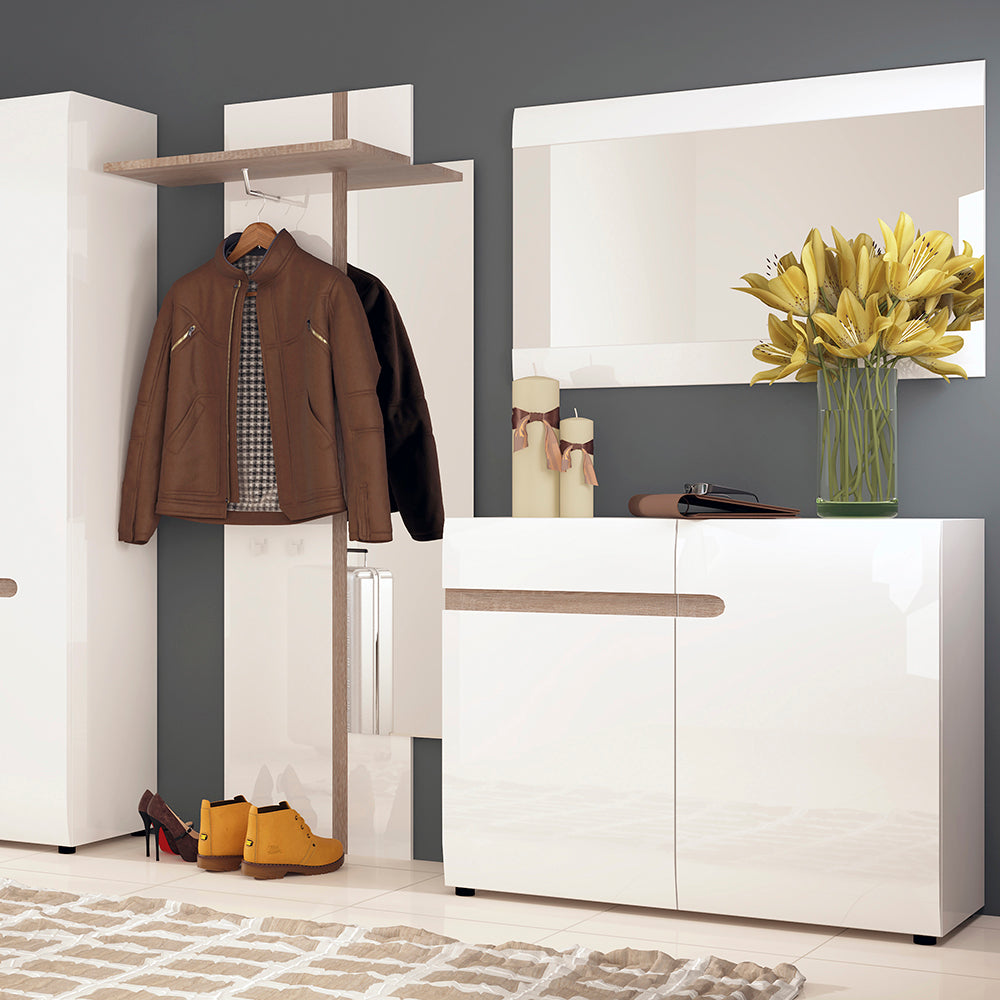 Chelsea Living 1 Drawer 2 Door Sideboard in White with a Truffle Oak Trim – FTG, view 3