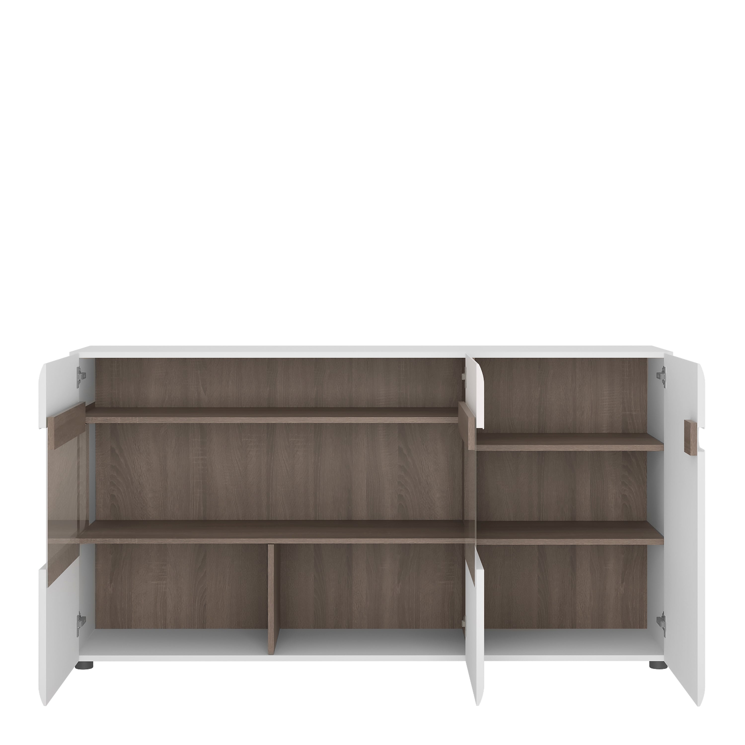 Chelsea Living 3 Door Glazed Sideboard in White with a Truffle Oak Trim – FTG, view 2