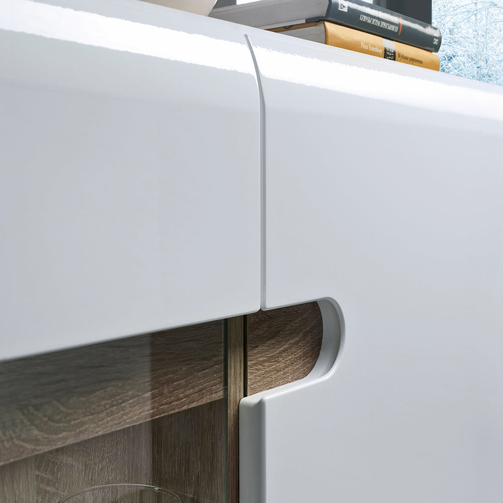 Chelsea Living 3 Door Glazed Sideboard in White with a Truffle Oak Trim – FTG, view 5