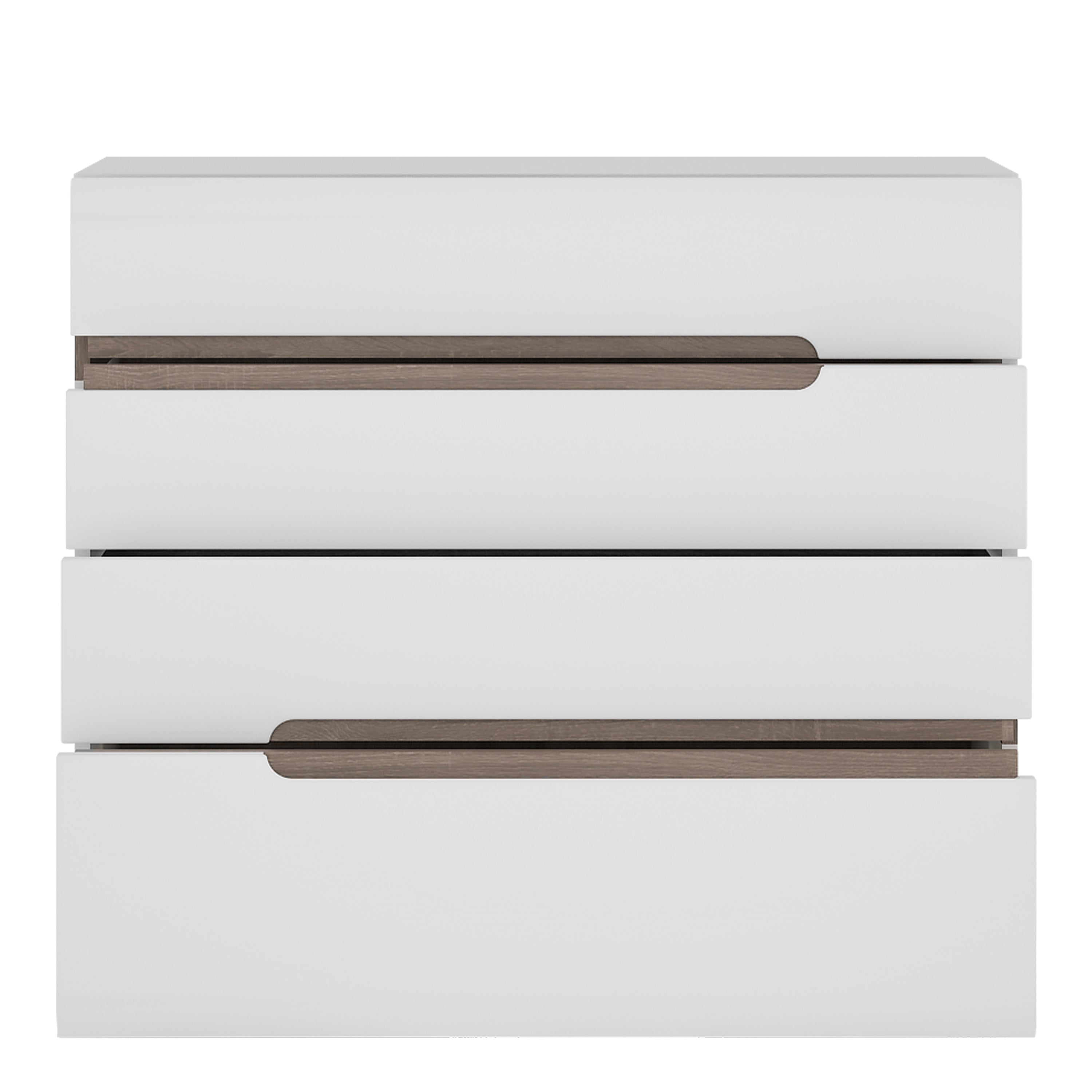 Chelsea Bedroom 4 Drawer Chest in White with a Truffle Oak Trim – FTG, view 2