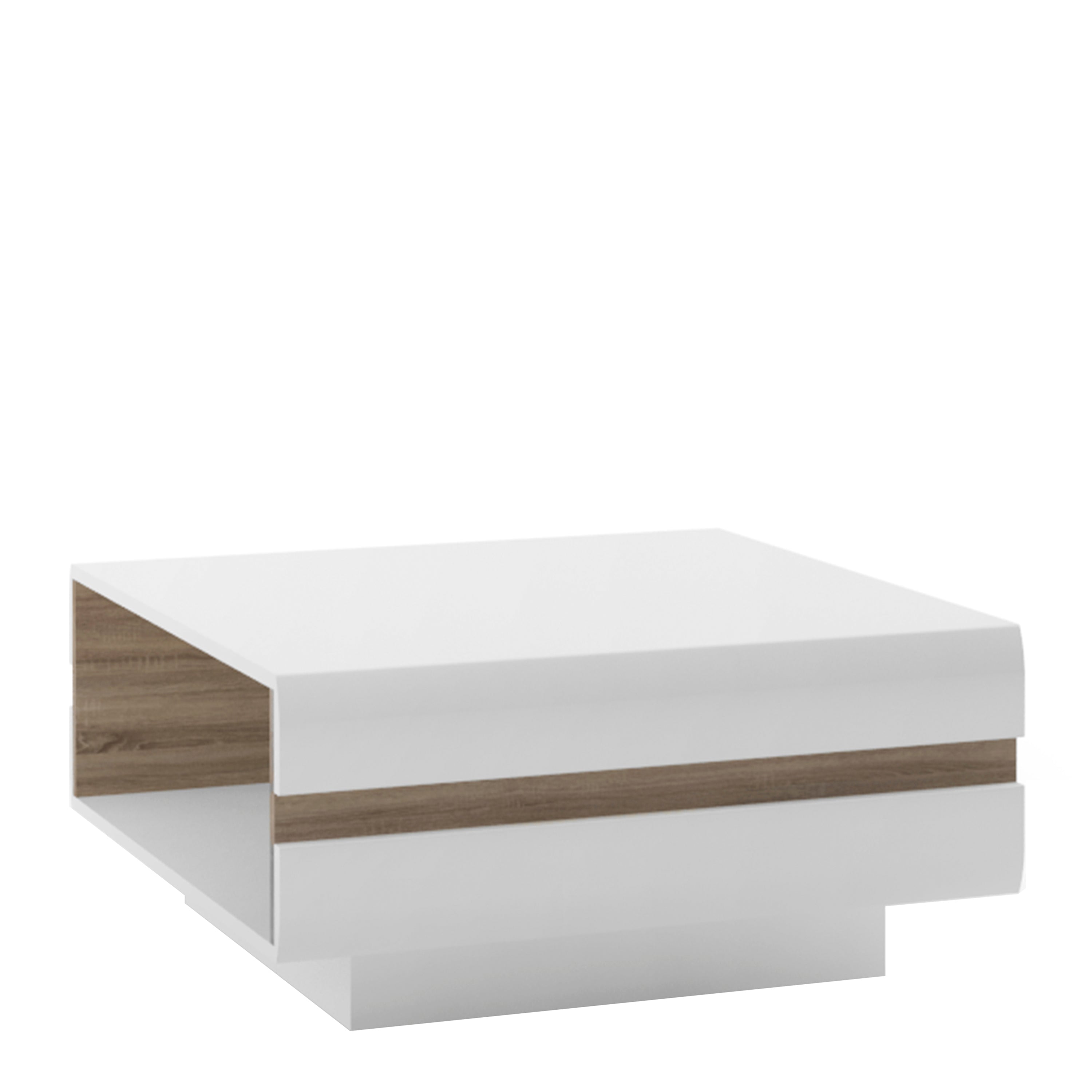 Chelsea Living Small Designer Coffee Table in White with a Truffle Oak Trim – FTG