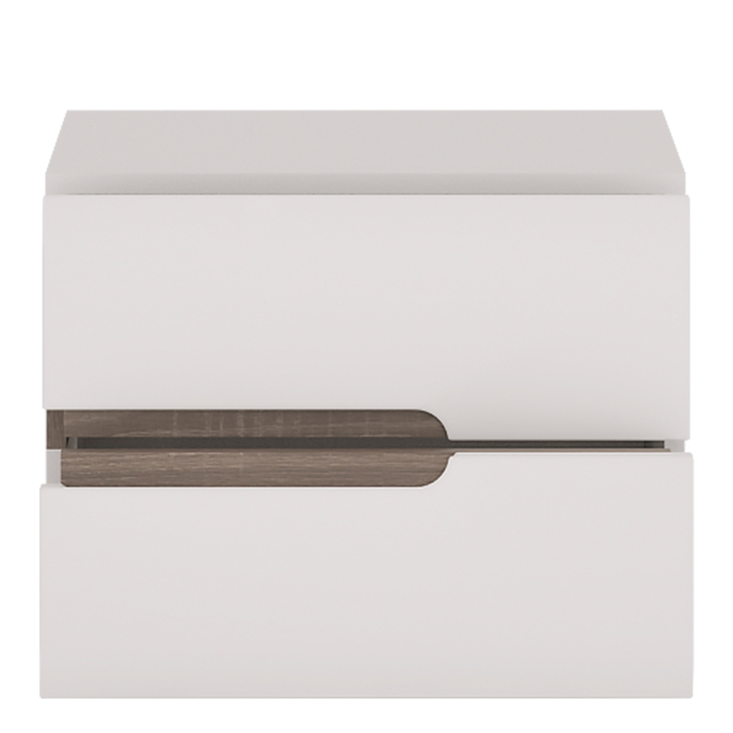 Chelsea Bedroom 2 Drawer Bedside in White with a Truffle Oak Trim – FTG, view 2