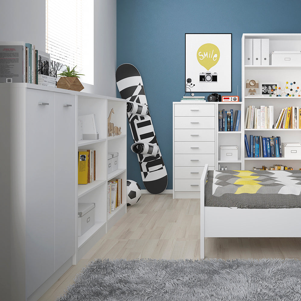 4 You Medium Wide Bookcase In Pearl White – FTG, view 3