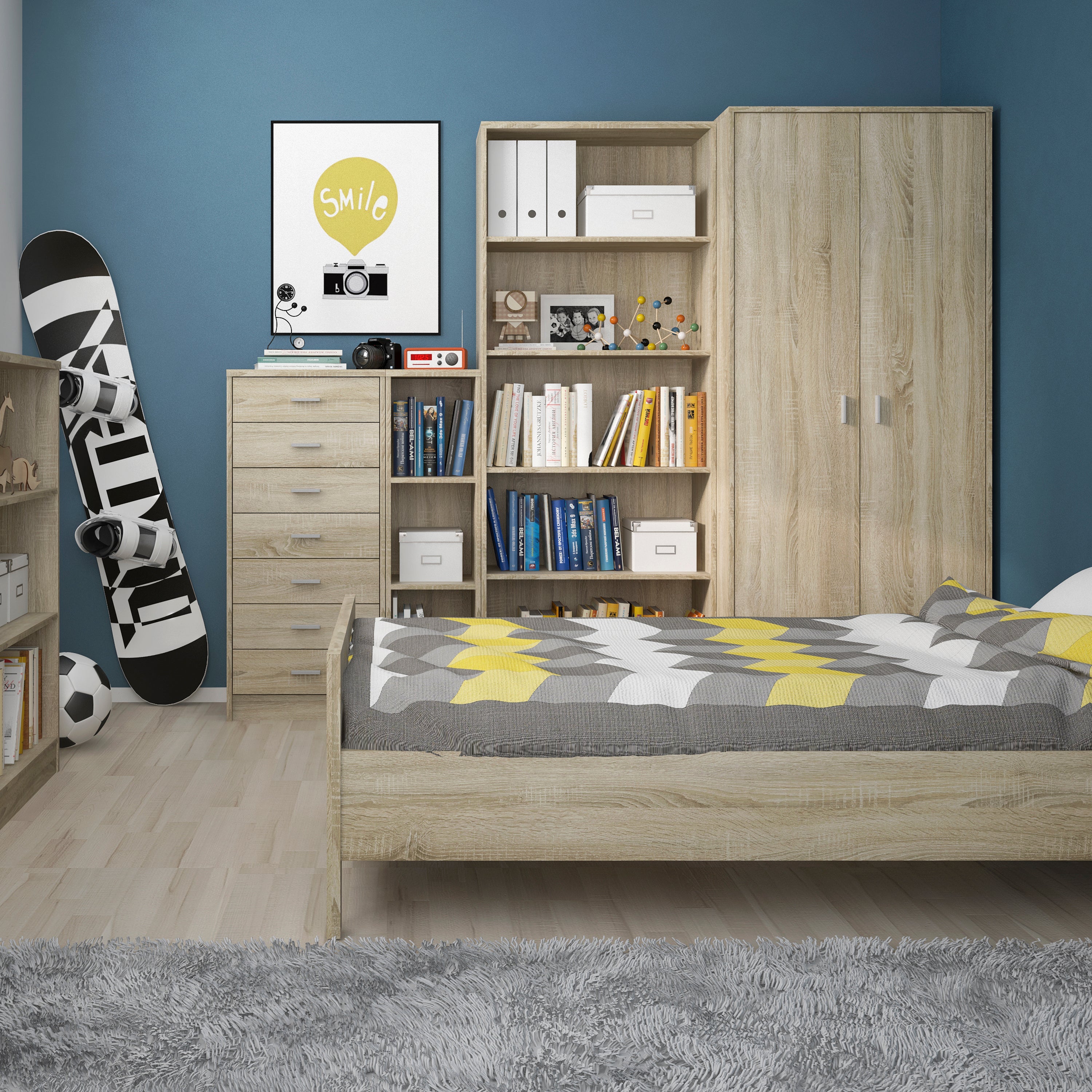 4 You Tall Narrow Bookcase in Sonama Oak – FTG, view 2