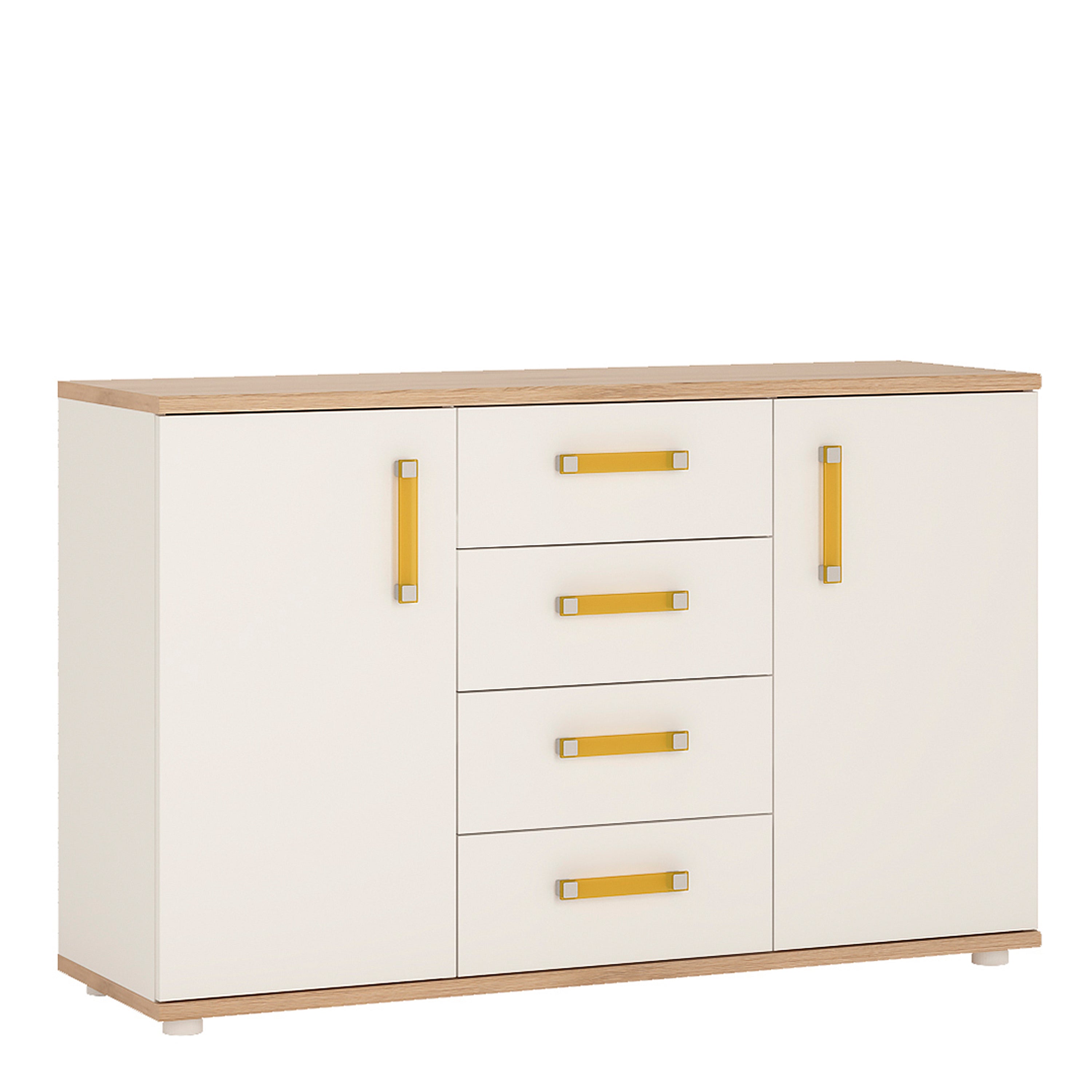 4KIDS 2 Door 4 Drawer Sideboard with Orange Handles – FTG