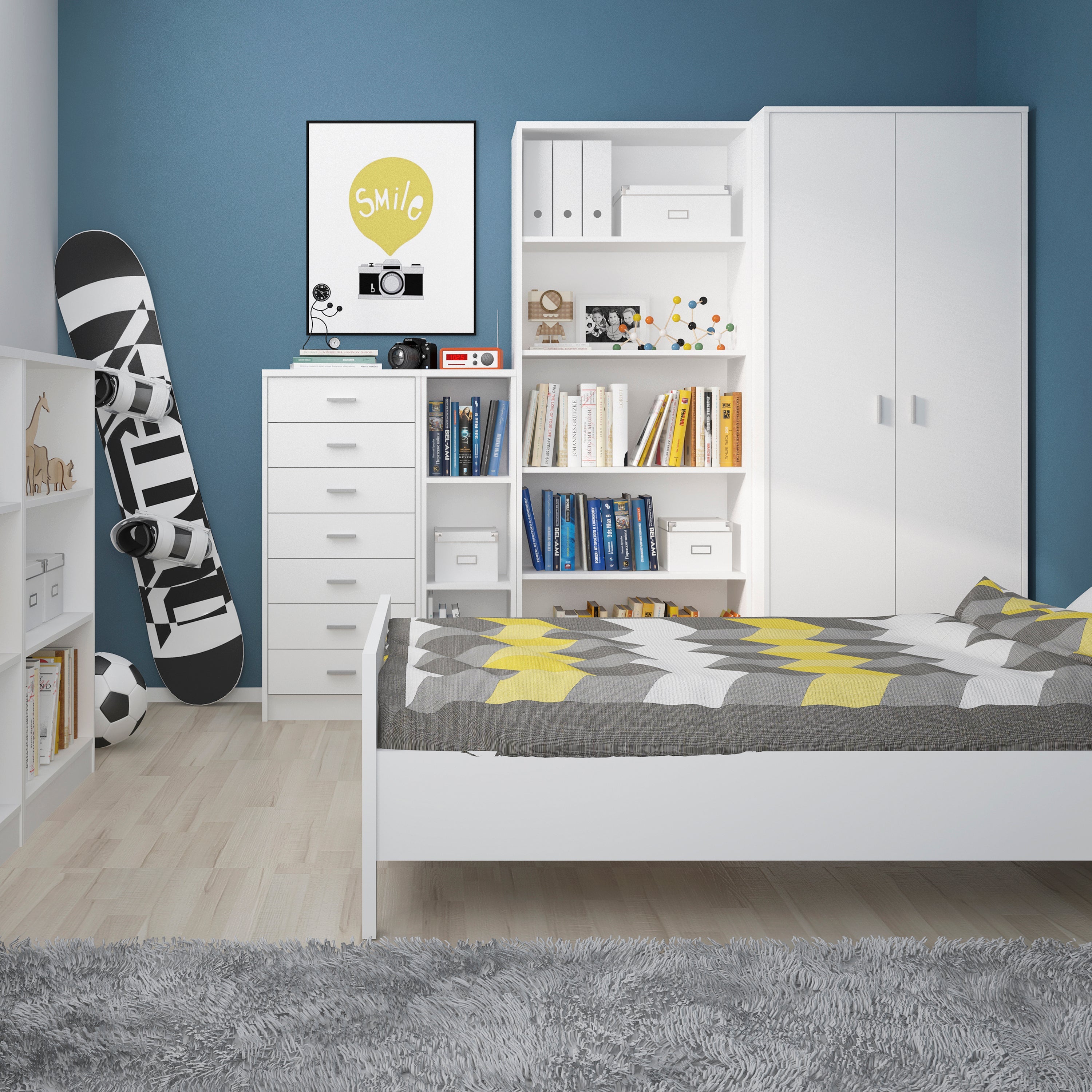 4 You Medium Narrow Bookcase in Pearl White – FTG, view 2