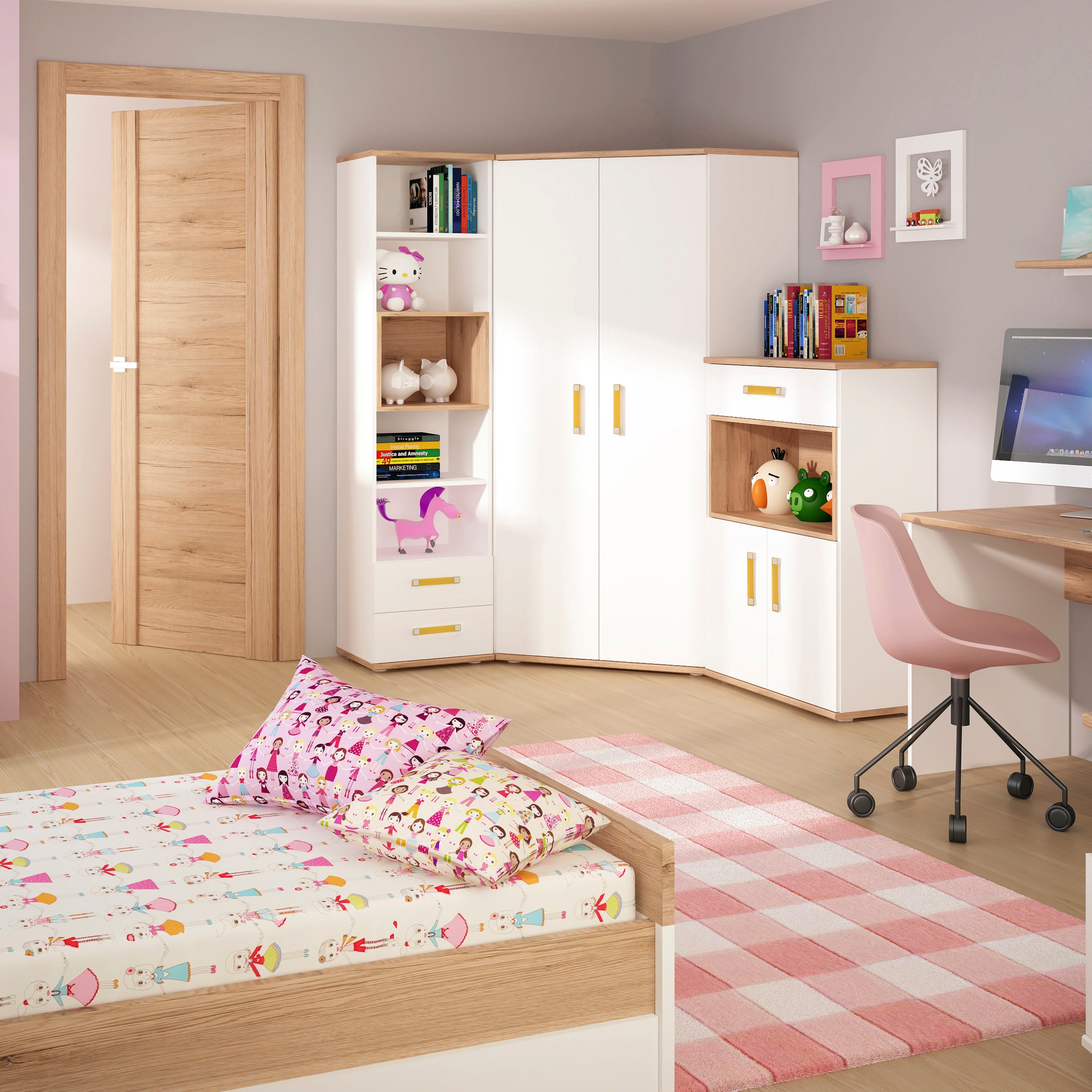 4KIDS 1 Drawer Bedside Cabinet with Orange Handles – FTG, view 5