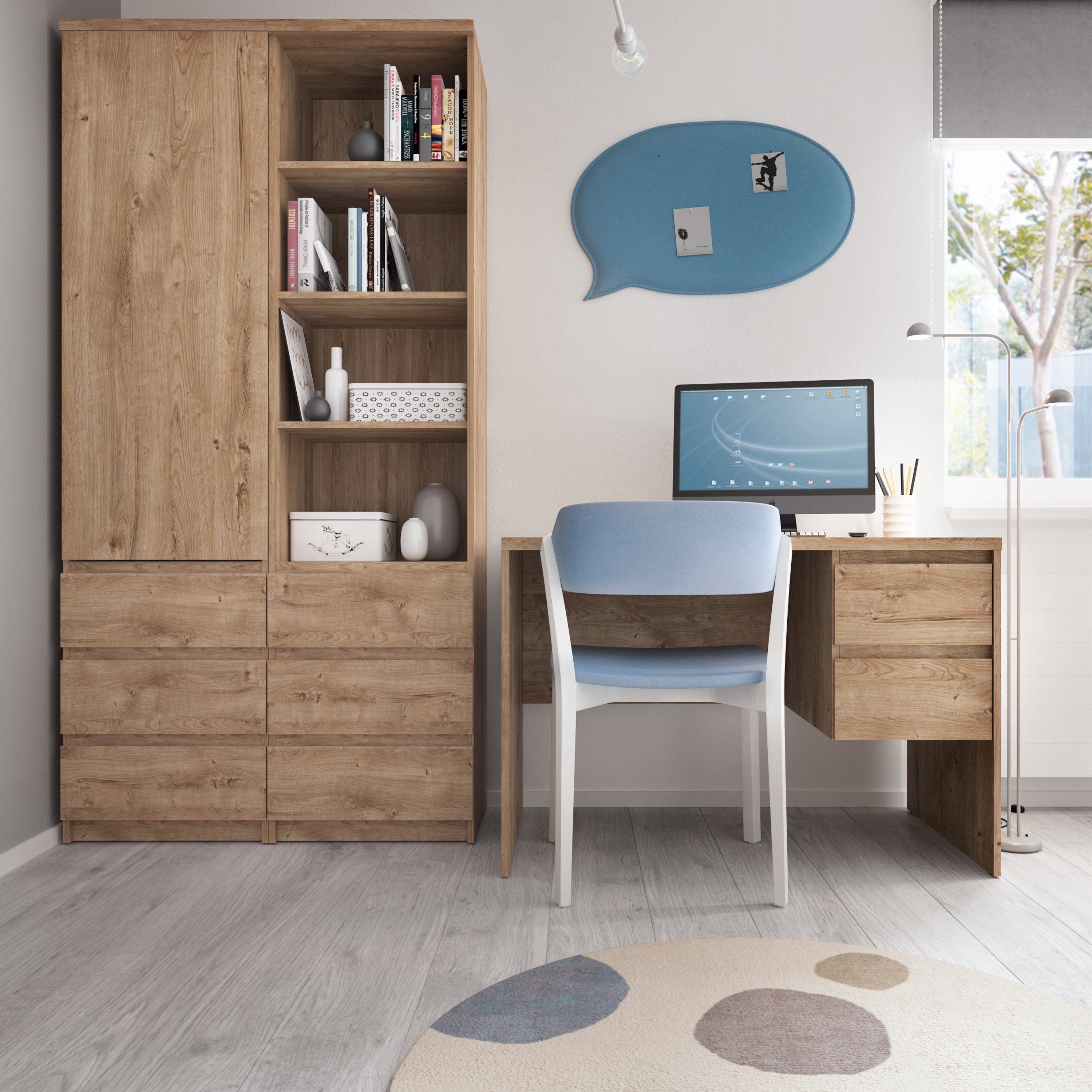 Fribo Desk 2 Drawer in Golden Ribbeck Oak – FTG, view 4