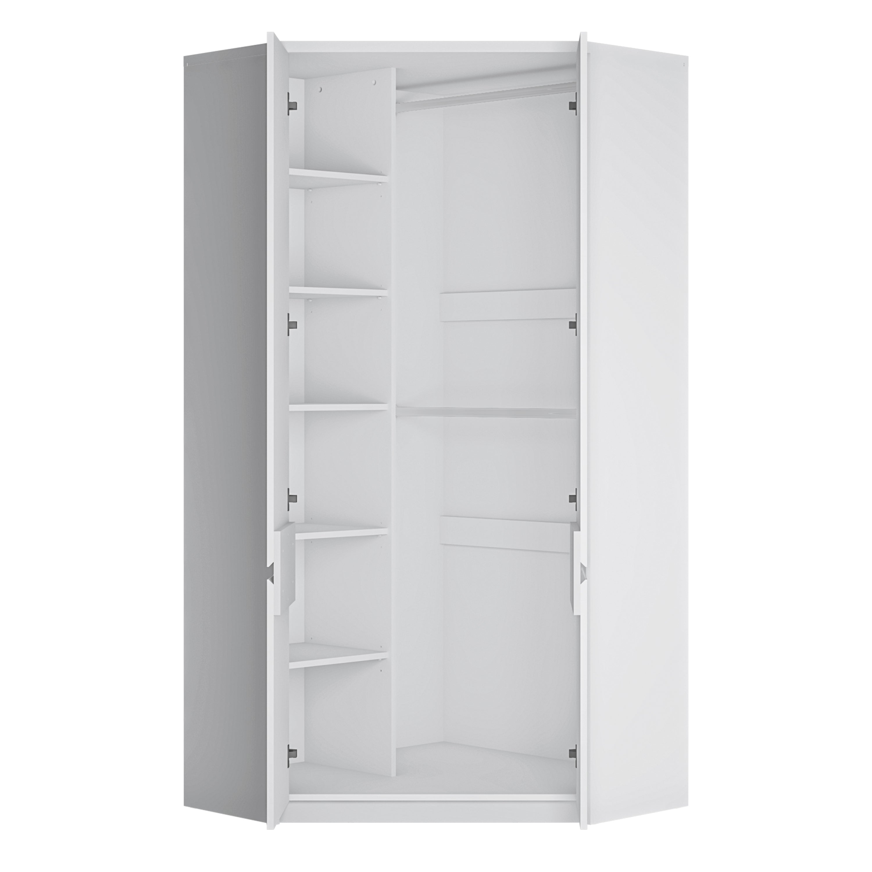 Fribo Corner Wardrobe 2 Door in Alpine White – FTG, view 3