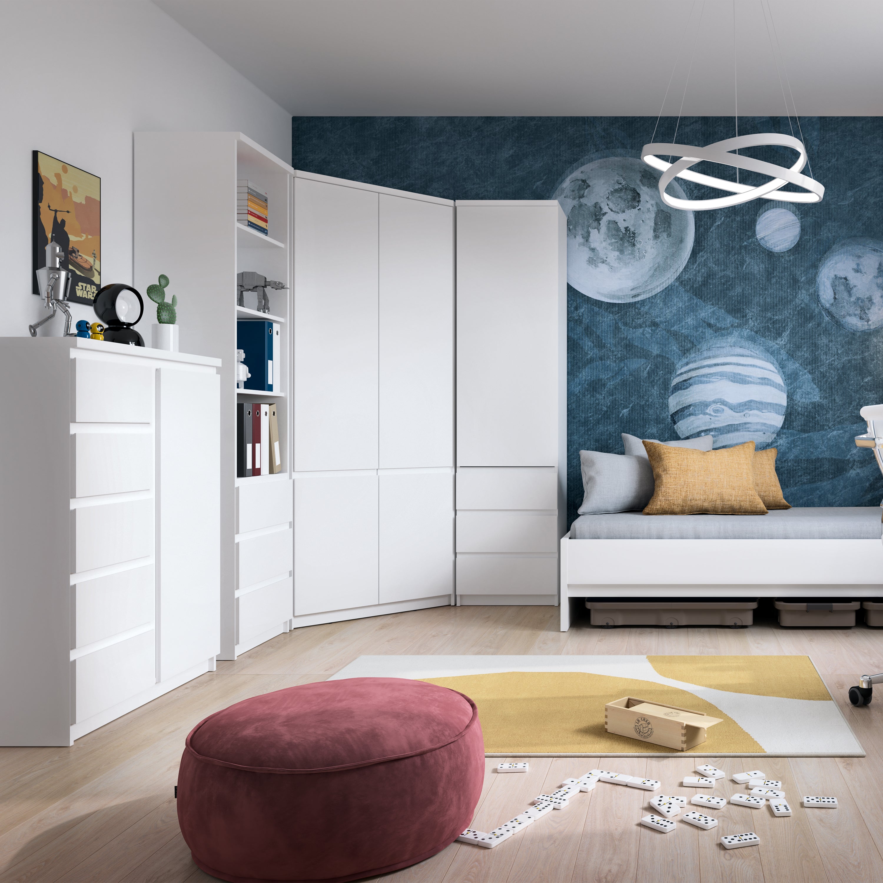 Fribo Corner Wardrobe 2 Door in Alpine White – FTG, view 4