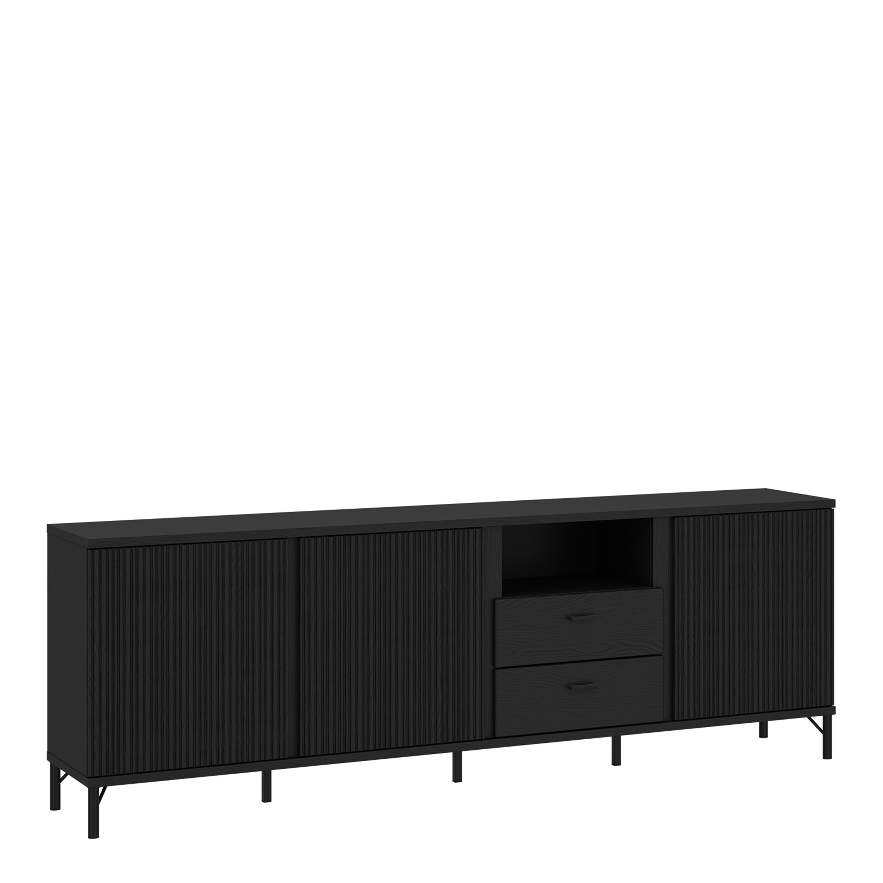 Lusaka TV Cabinet 3 Door 2 Drawer in Black Graphite – FTG