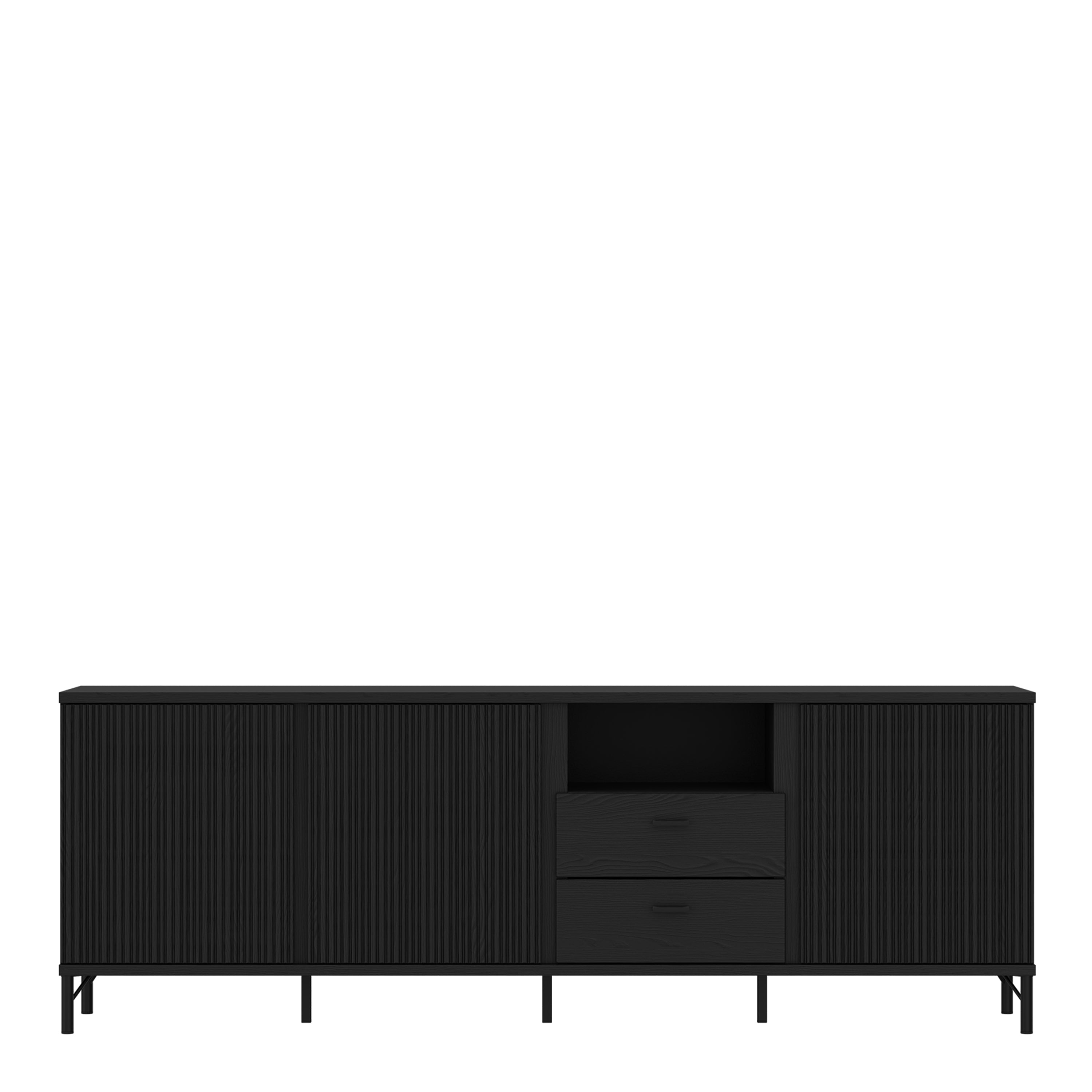 Lusaka TV Cabinet 3 Door 2 Drawer in Black Graphite – FTG, view 2