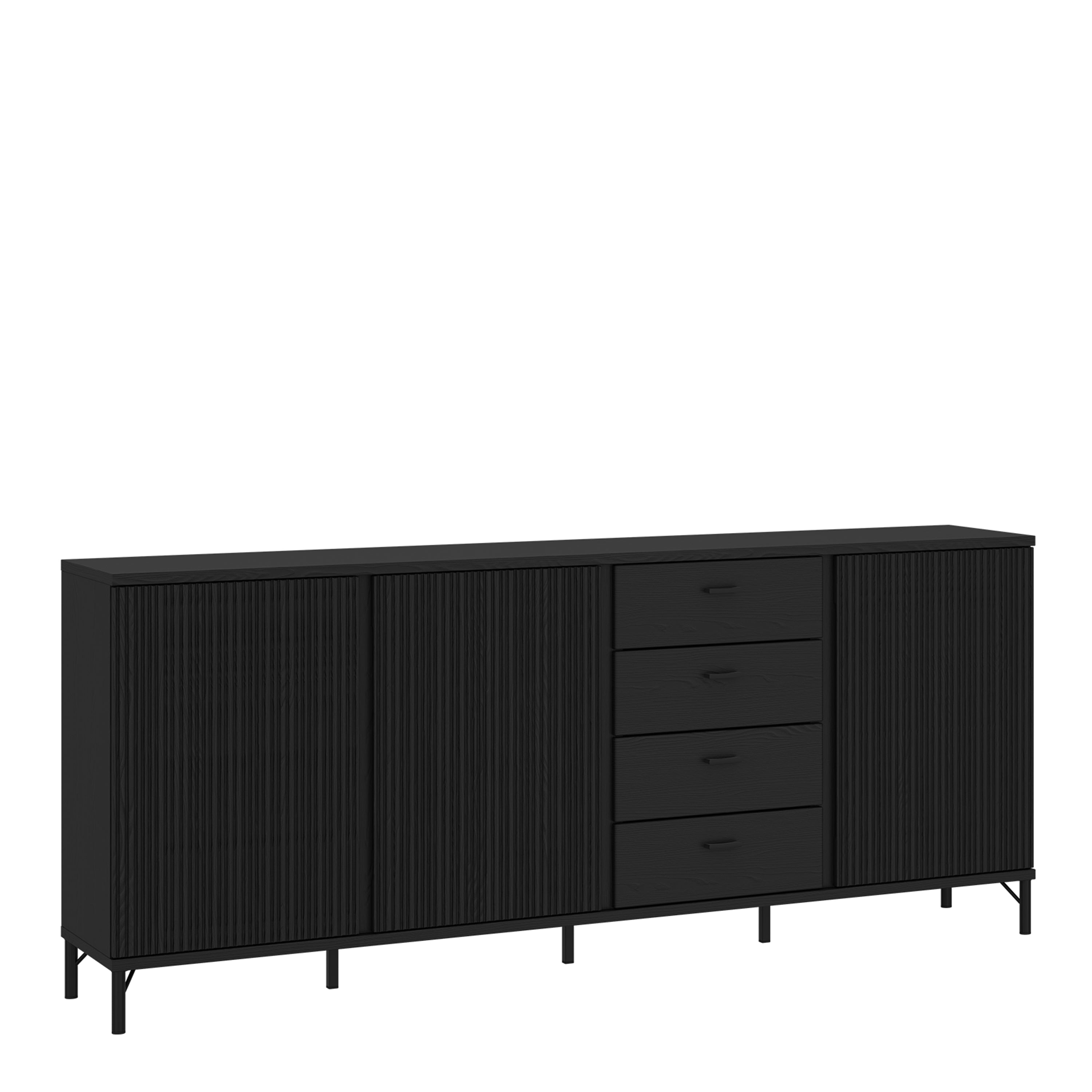 Lusaka Sideboard 3 Door 4 Drawer in Black Graphite – FTG