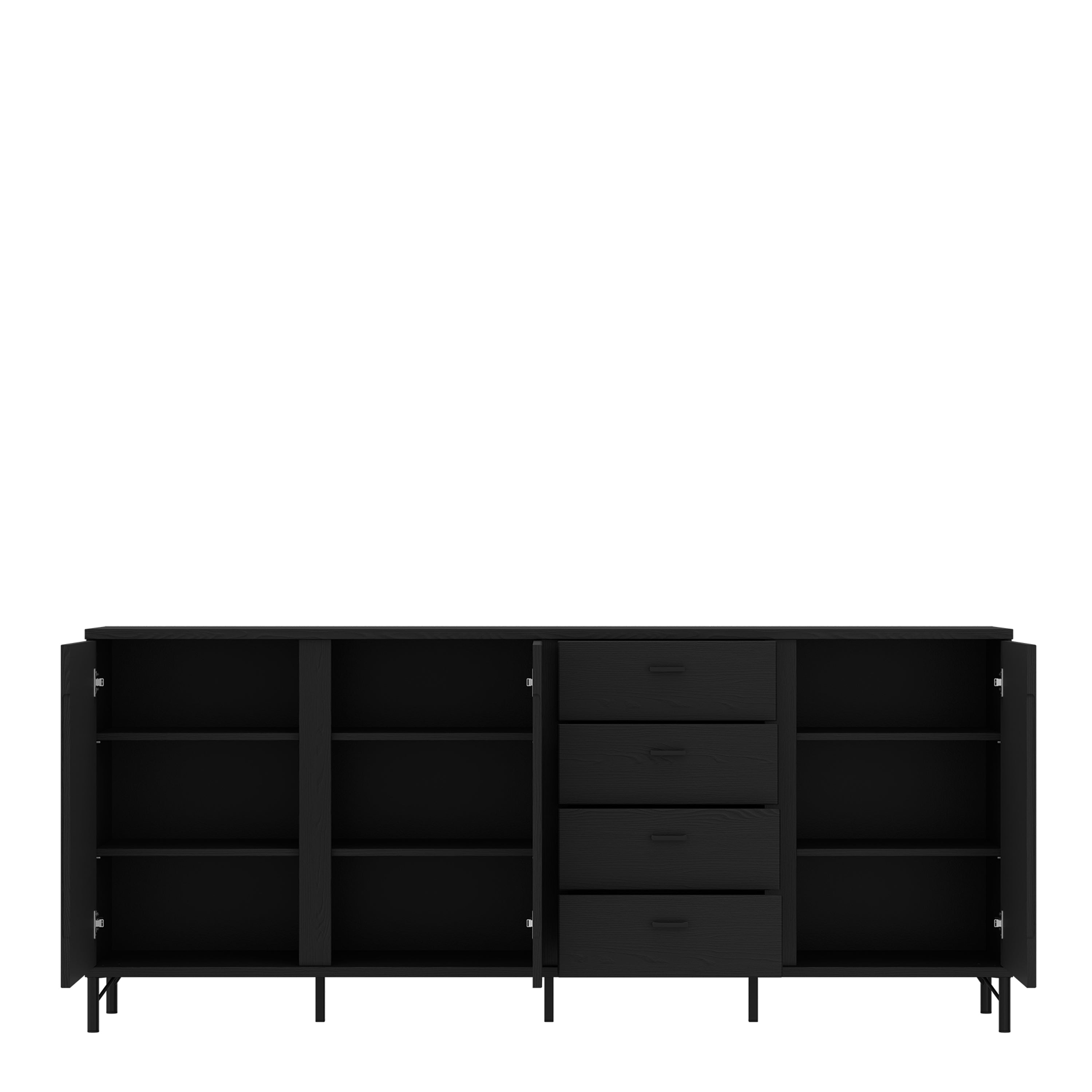 Lusaka Sideboard 3 Door 4 Drawer in Black Graphite – FTG, view 3