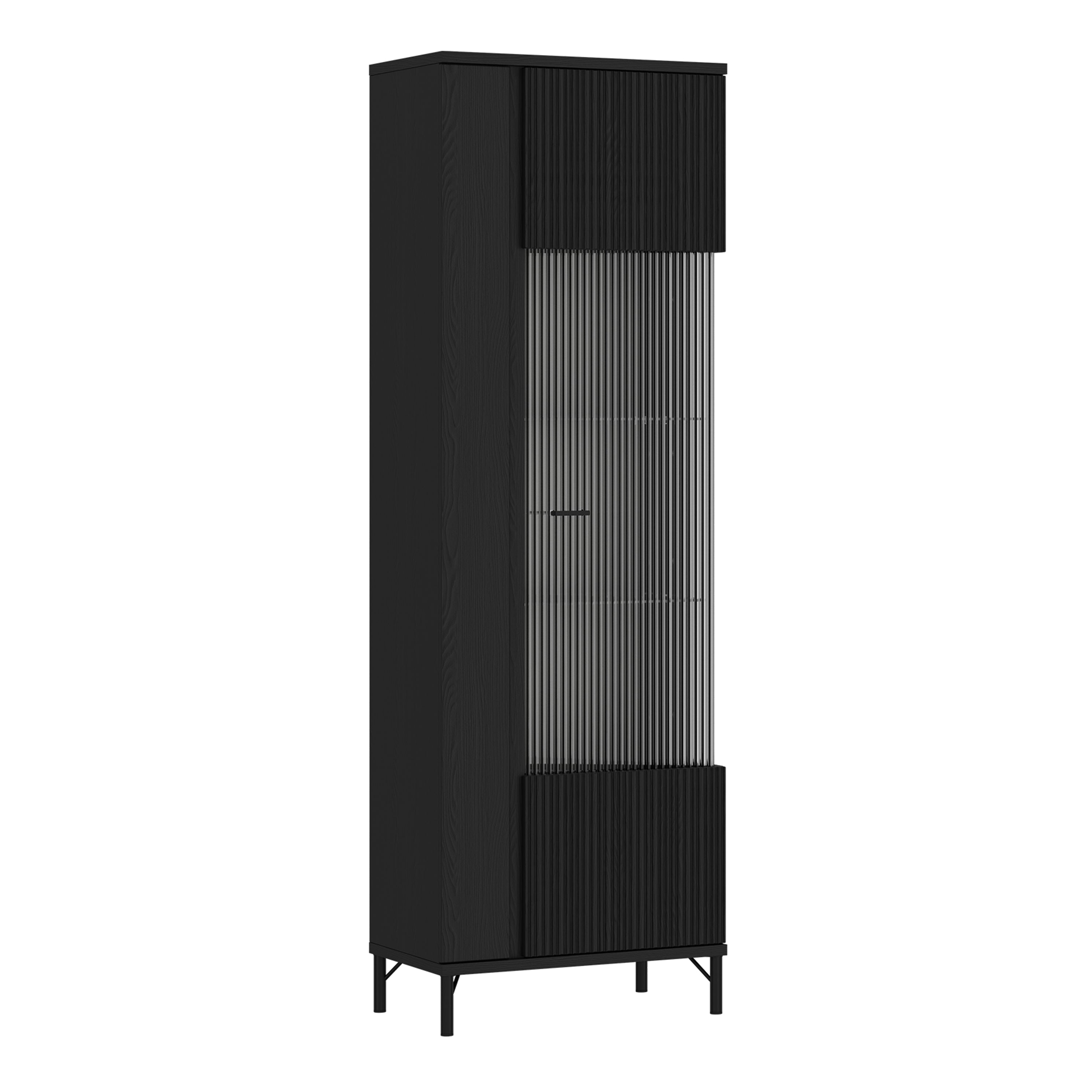 Lusaka Display Cabinet 1 Door in Black Graphite – FTG