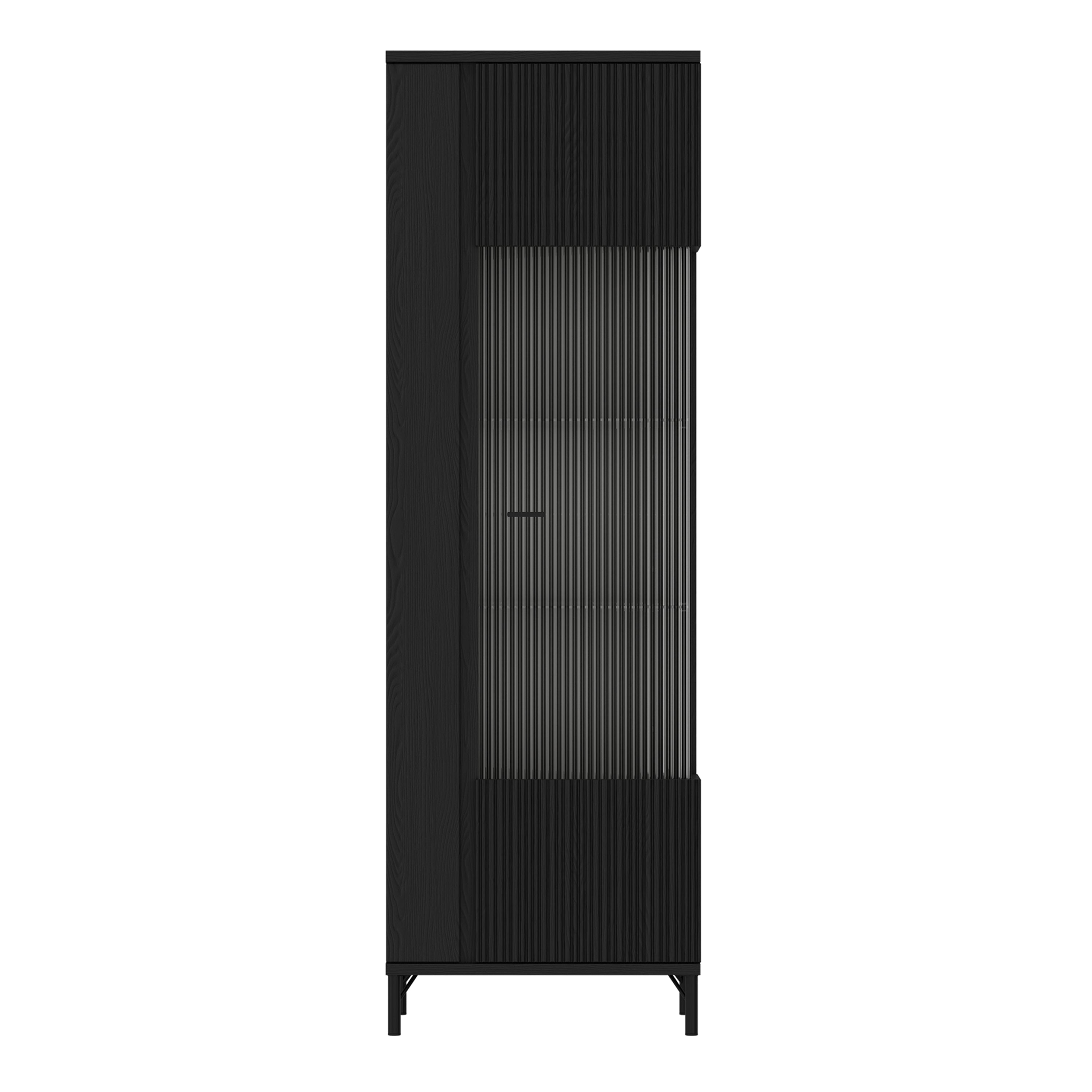 Lusaka Display Cabinet 1 Door in Black Graphite – FTG, view 2