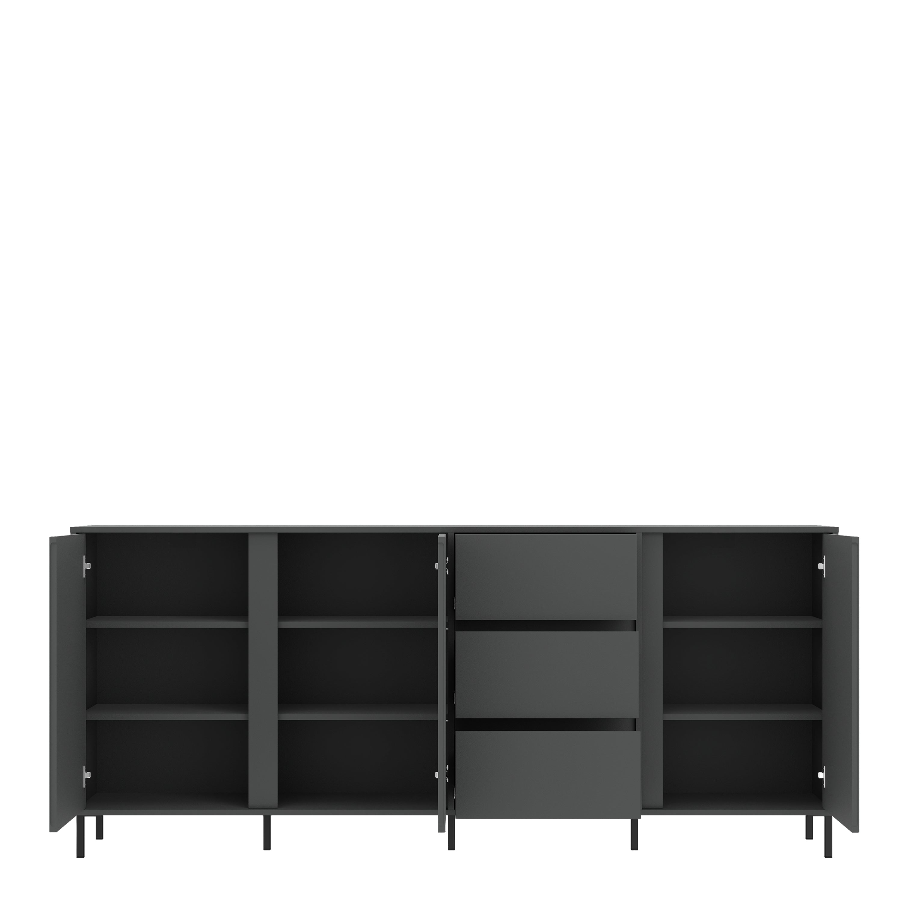 Avenale Sideboard 3 Door 3 Drawer in Anthracite – FTG, view 3
