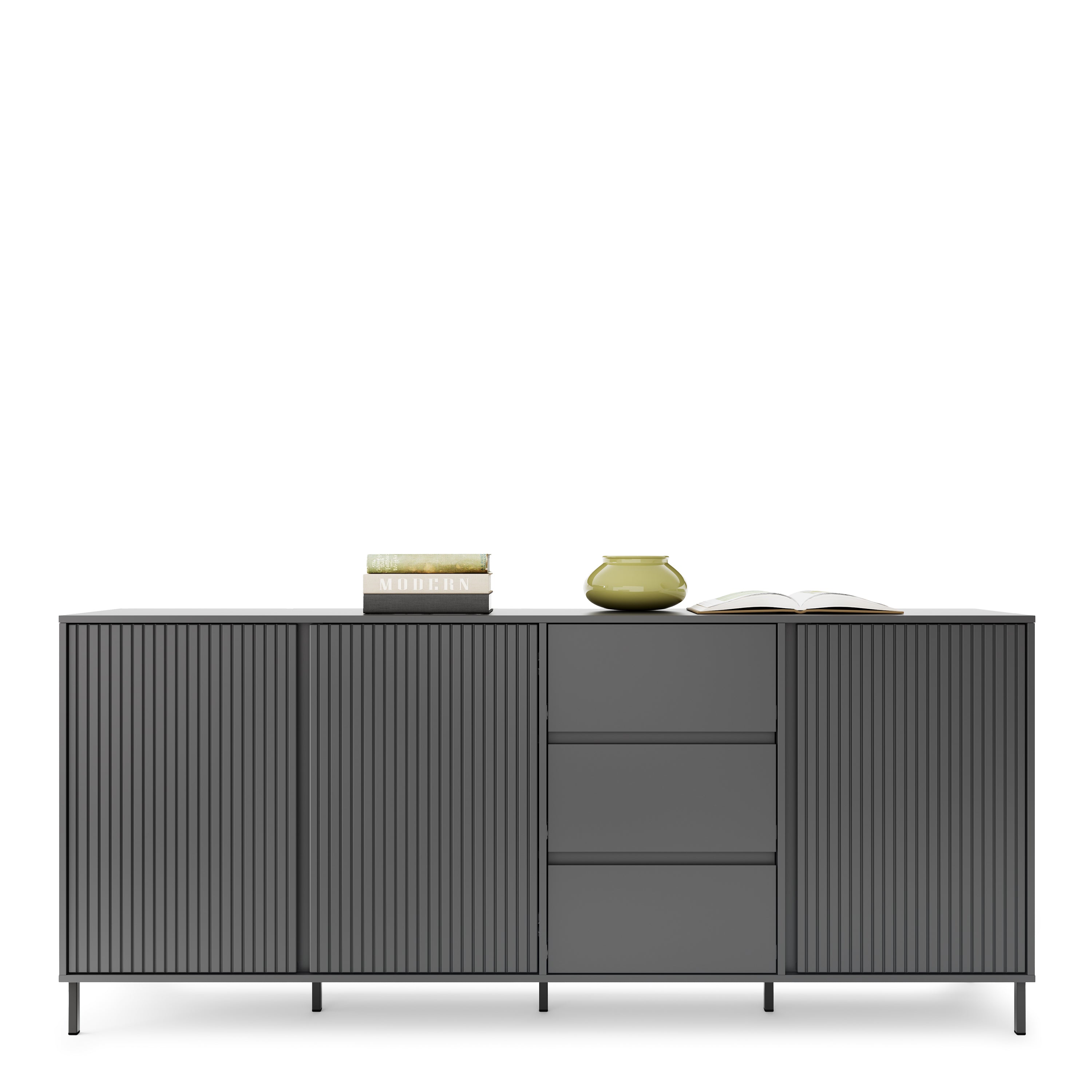 Avenale Sideboard 3 Door 3 Drawer in Anthracite – FTG, view 6