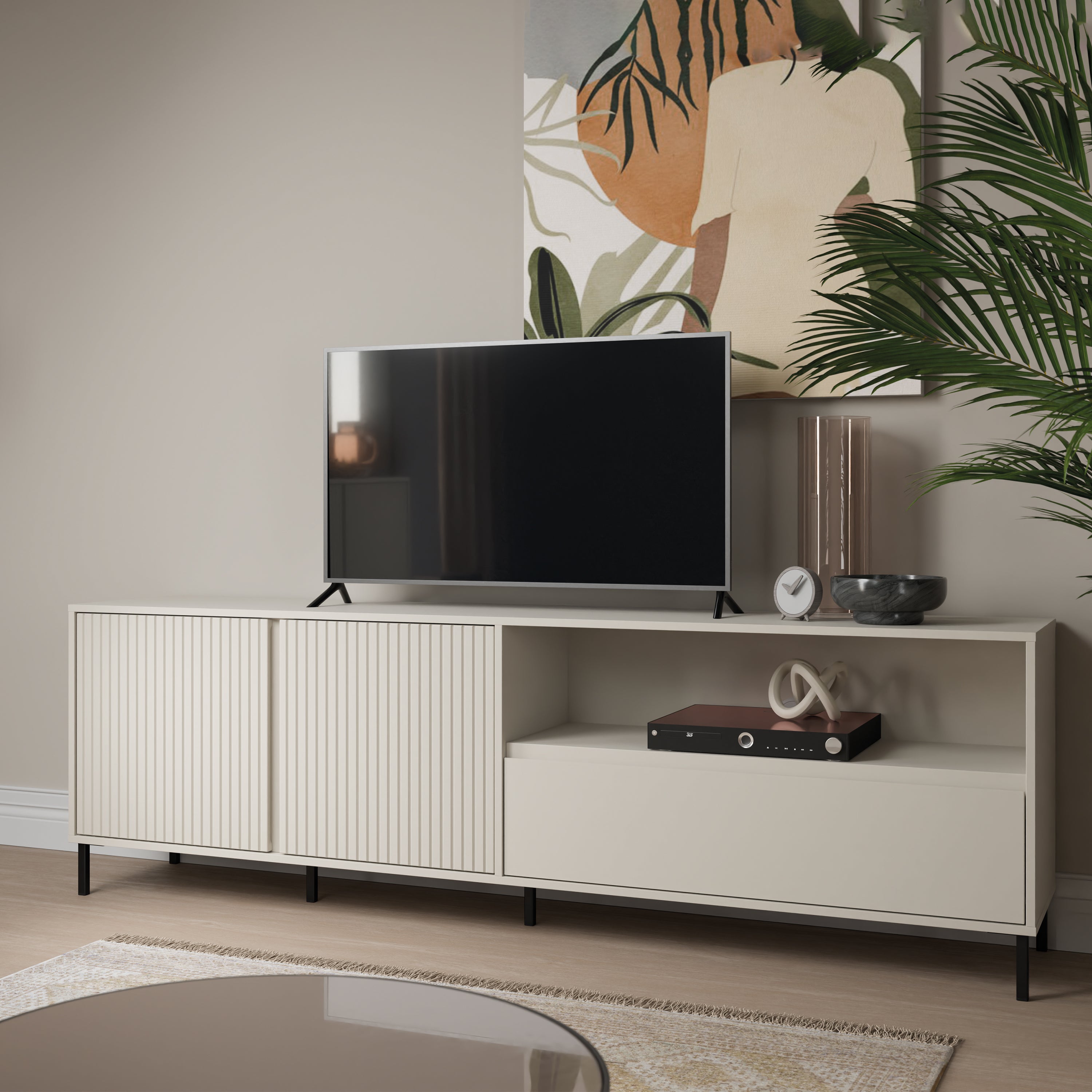 Avenale TV Cabinet 2 Door 1 Drawer in Cashmere – FTG, view 4