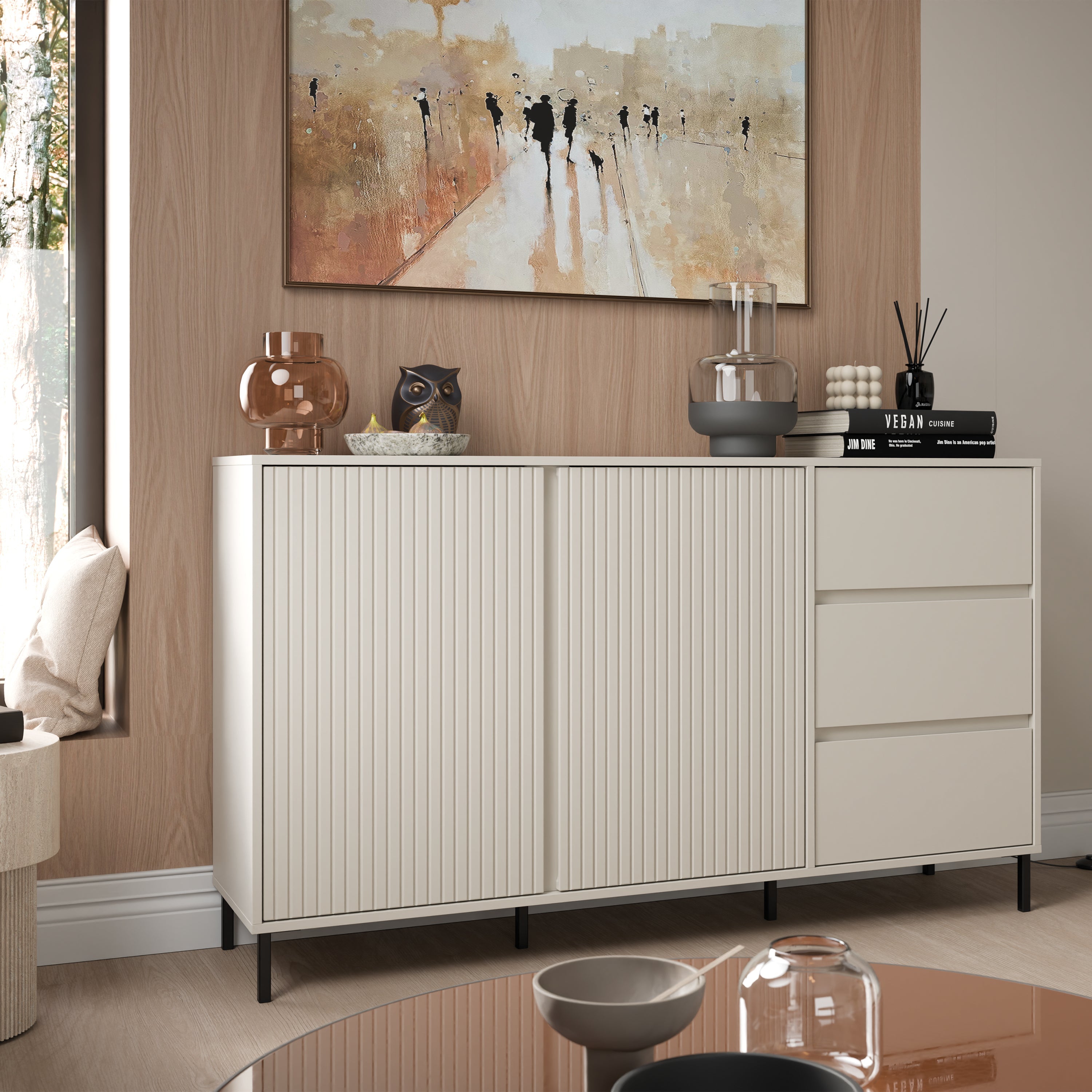 Avenale Sideboard 2 Door 3 Drawer in Cashmere – FTG, view 4