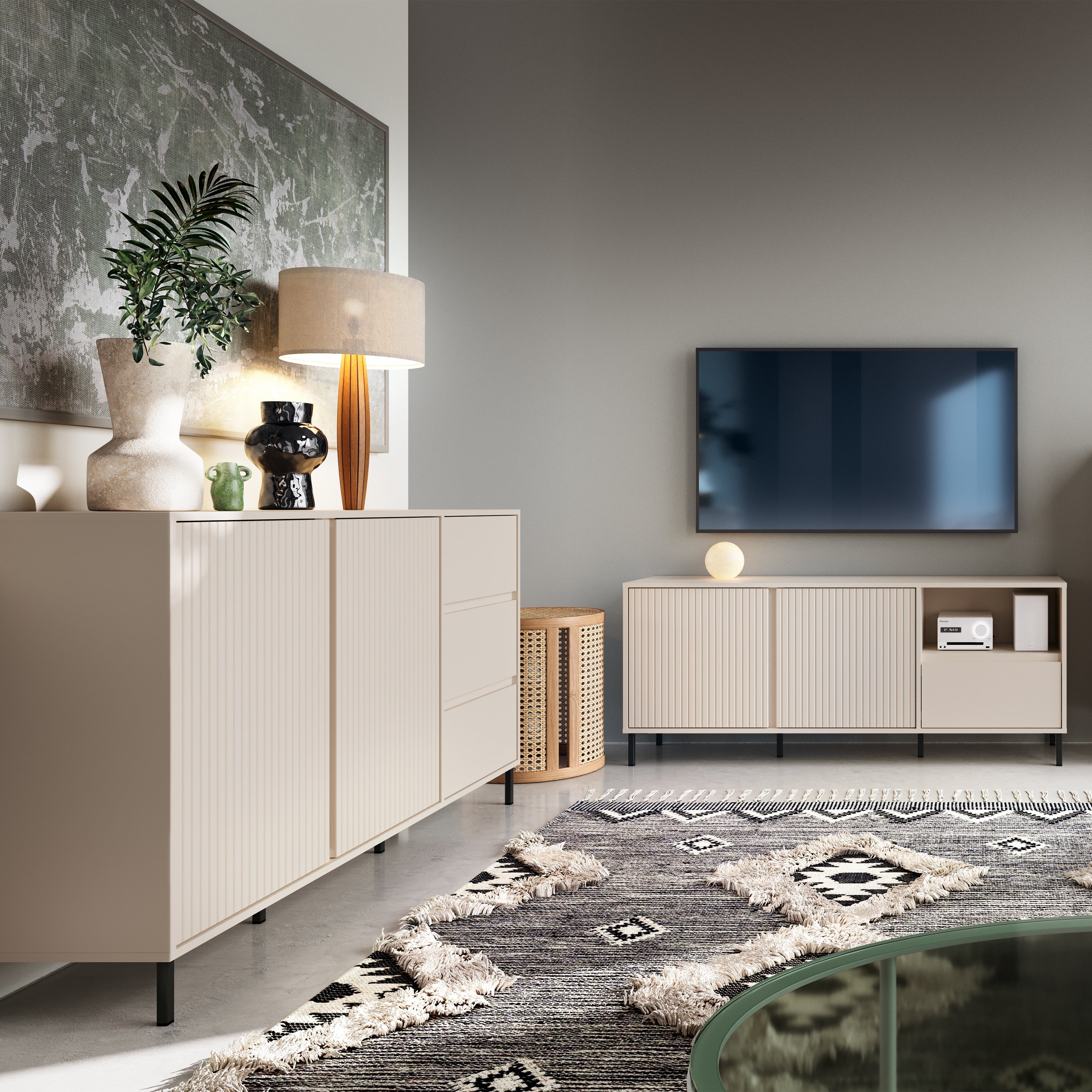Avenale Sideboard 2 Door 3 Drawer in Cashmere – FTG, view 6