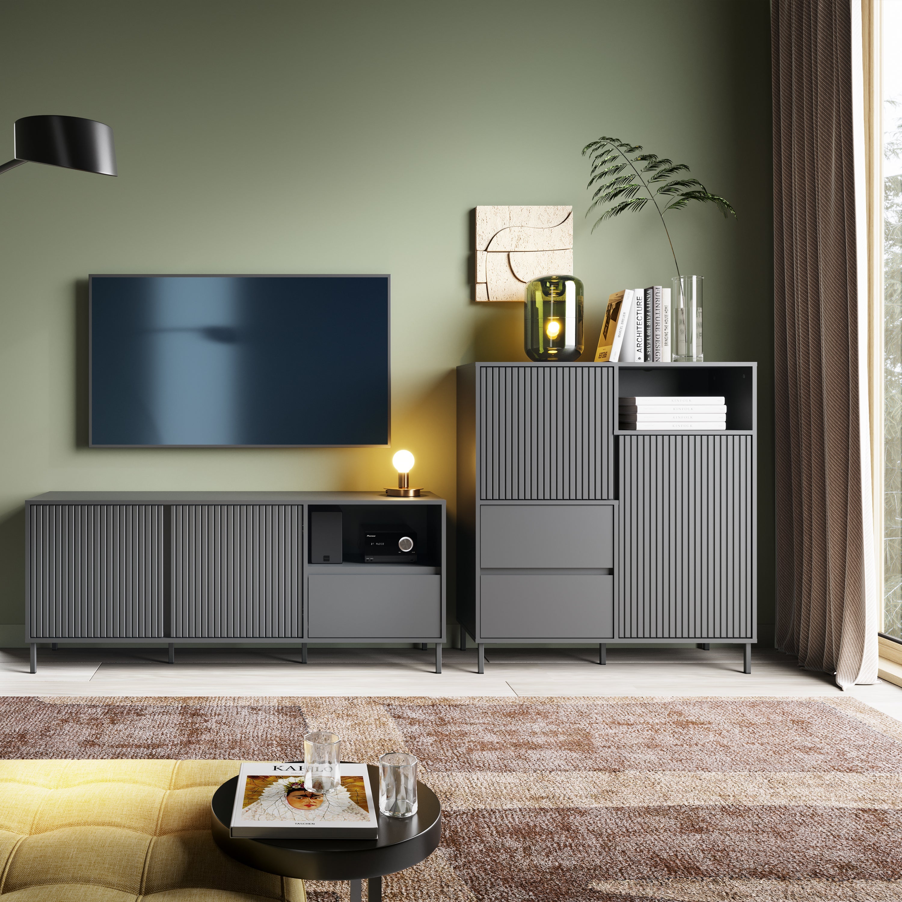 Avenale Sideboard 2 Door 2 Drawer in Anthracite – FTG, view 5