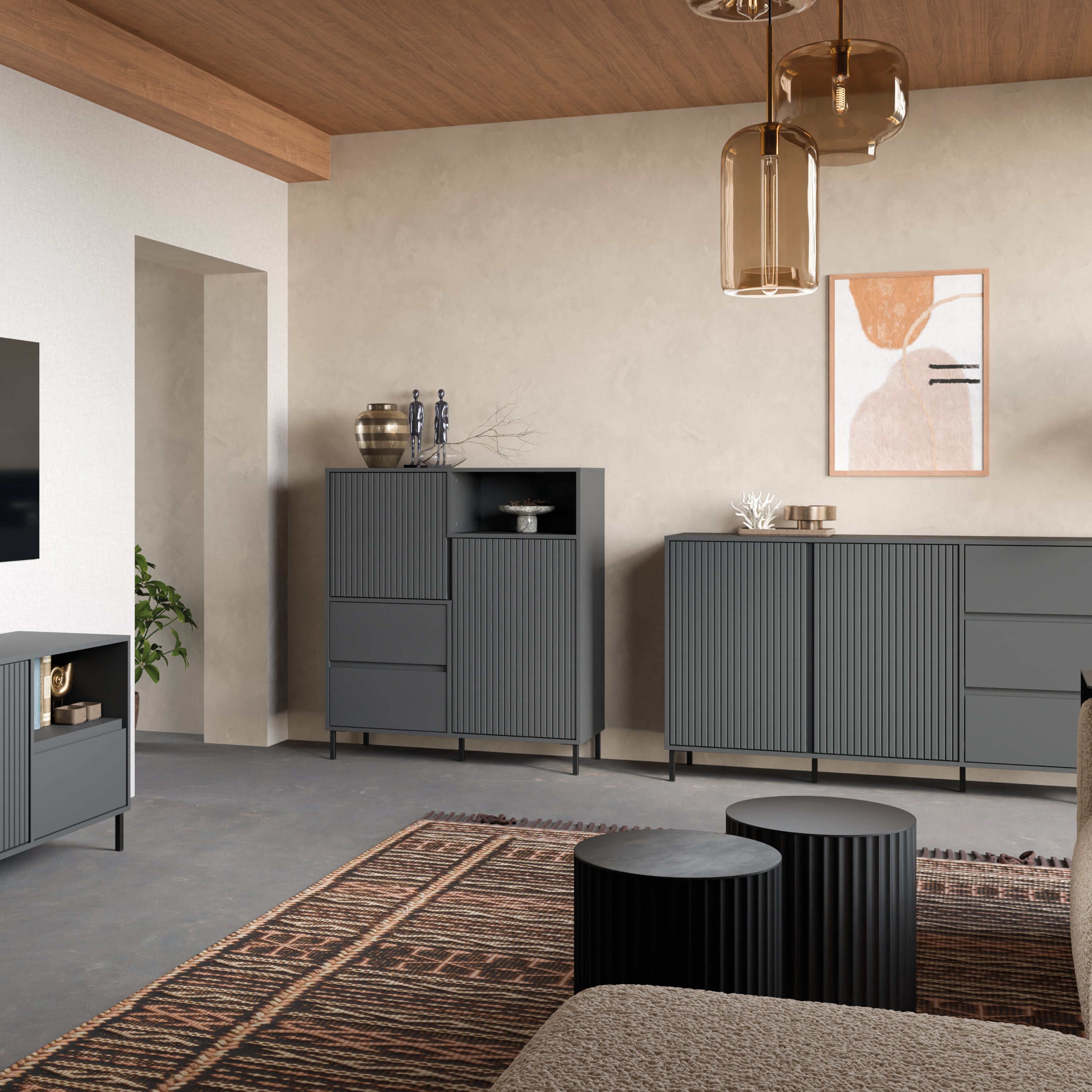 Avenale Sideboard 2 Door 2 Drawer in Anthracite – FTG, view 6