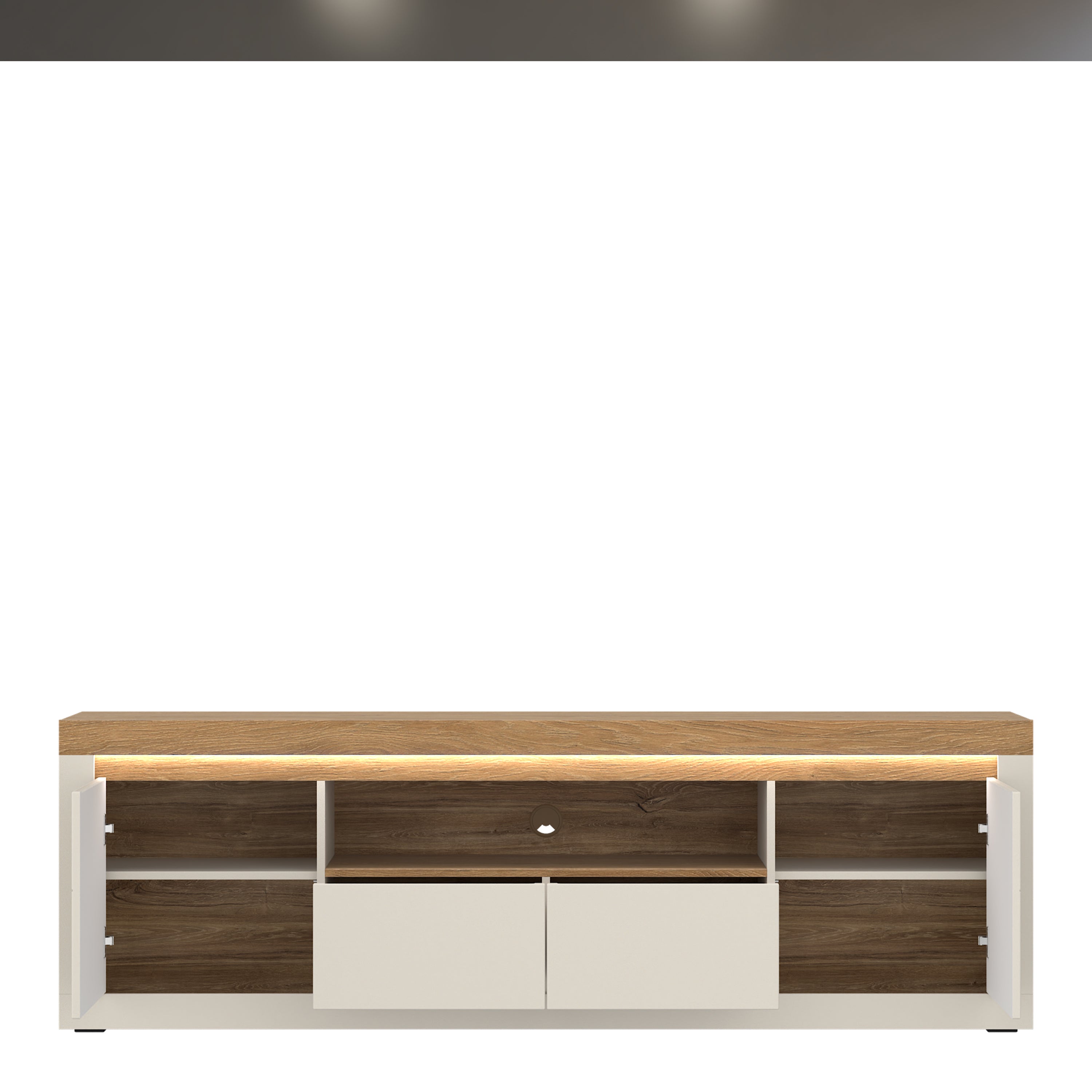 Naxxar TV Cabinet with 2 Doors and 2 Drawers in Cashmere and Stone Oak