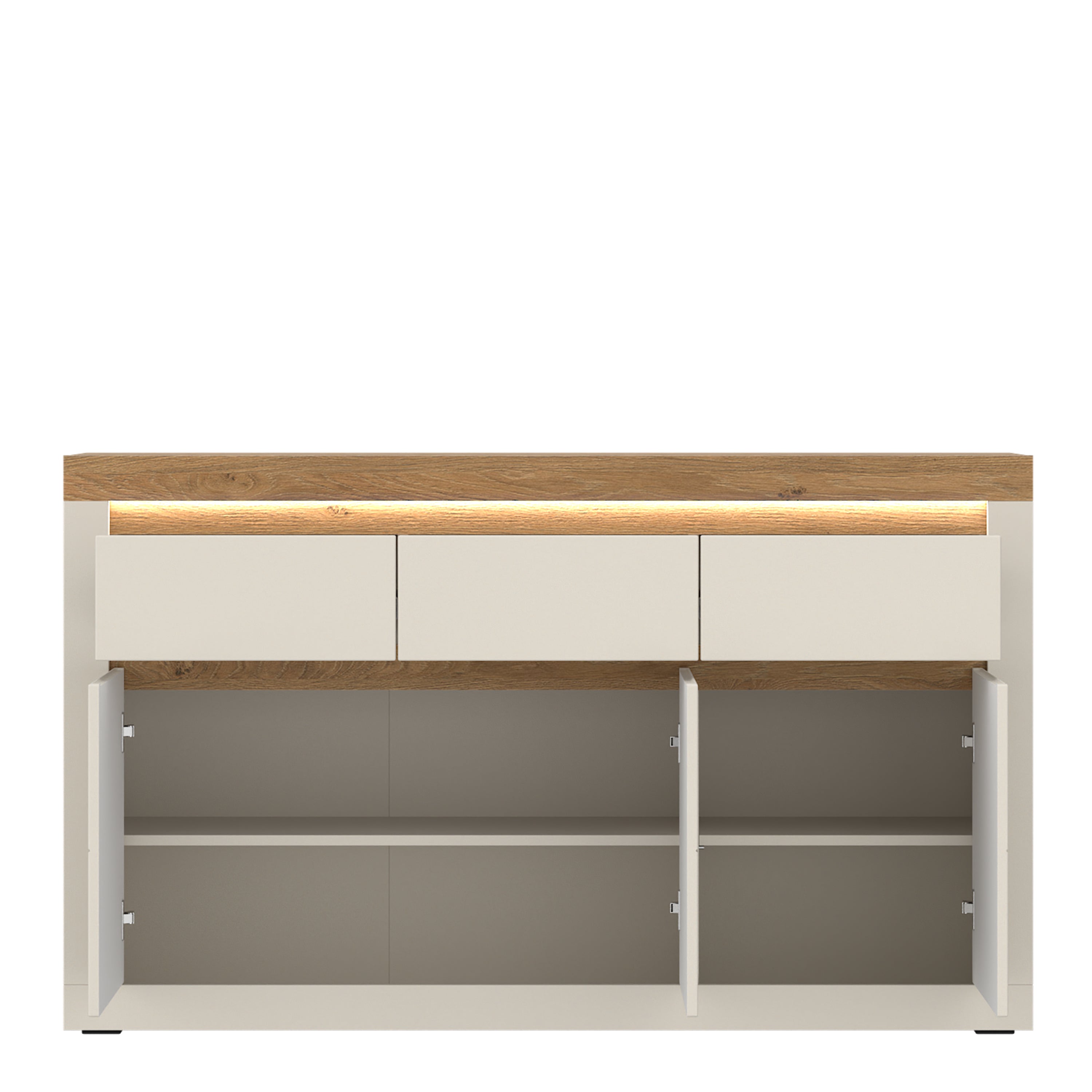 Naxxar Sideboard with 3 Doors and 3 Drawers in Cashmere and Stone Oak