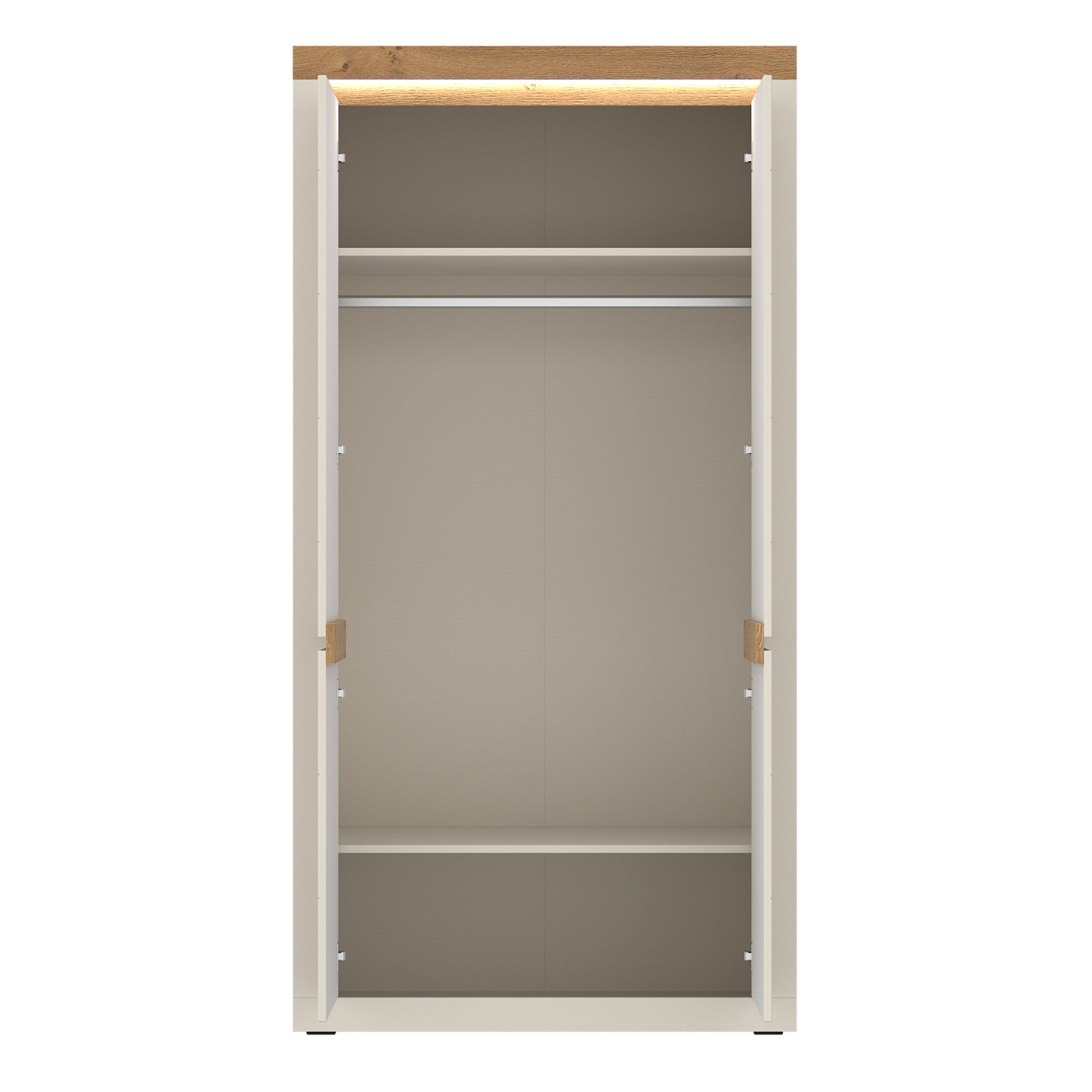 Naxxar Wardrobe with 2 Doors in Cashmere and Stone Oak