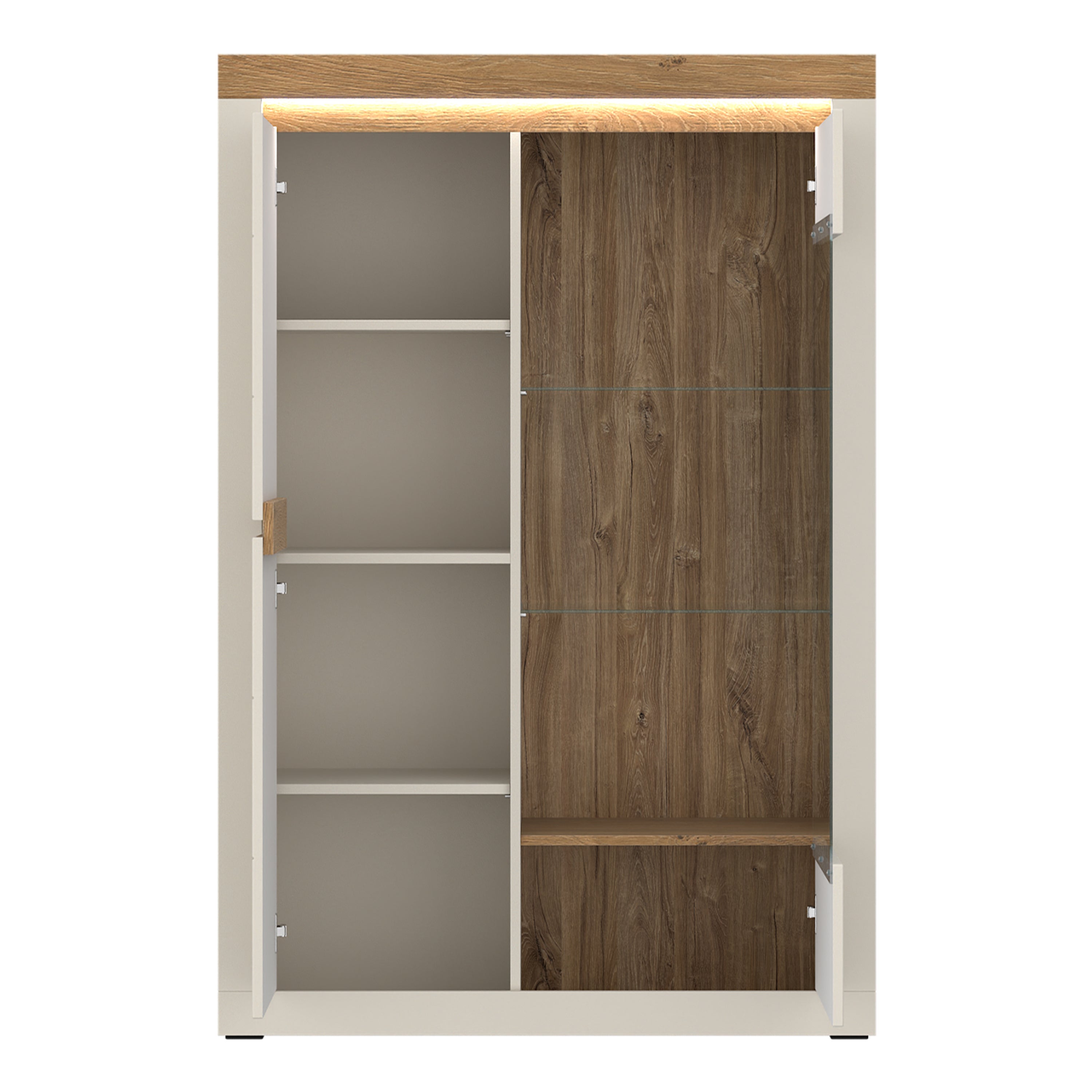 Naxxar Display Cabinet with 2 Doors (LH) in Cashmere and Stone Oak