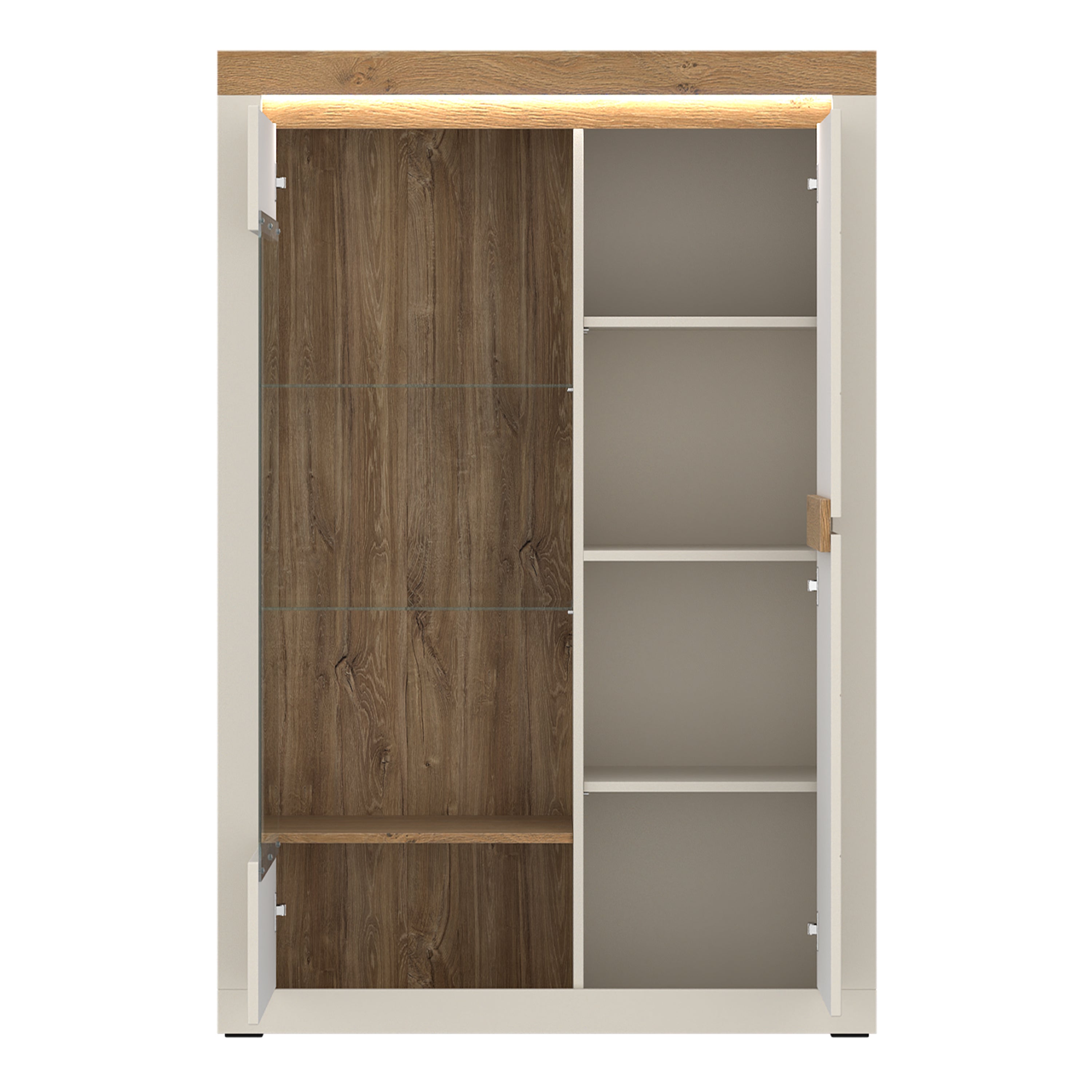 Naxxar Display Cabinet with 2 Doors (RH) in Cashmere and Stone Oak