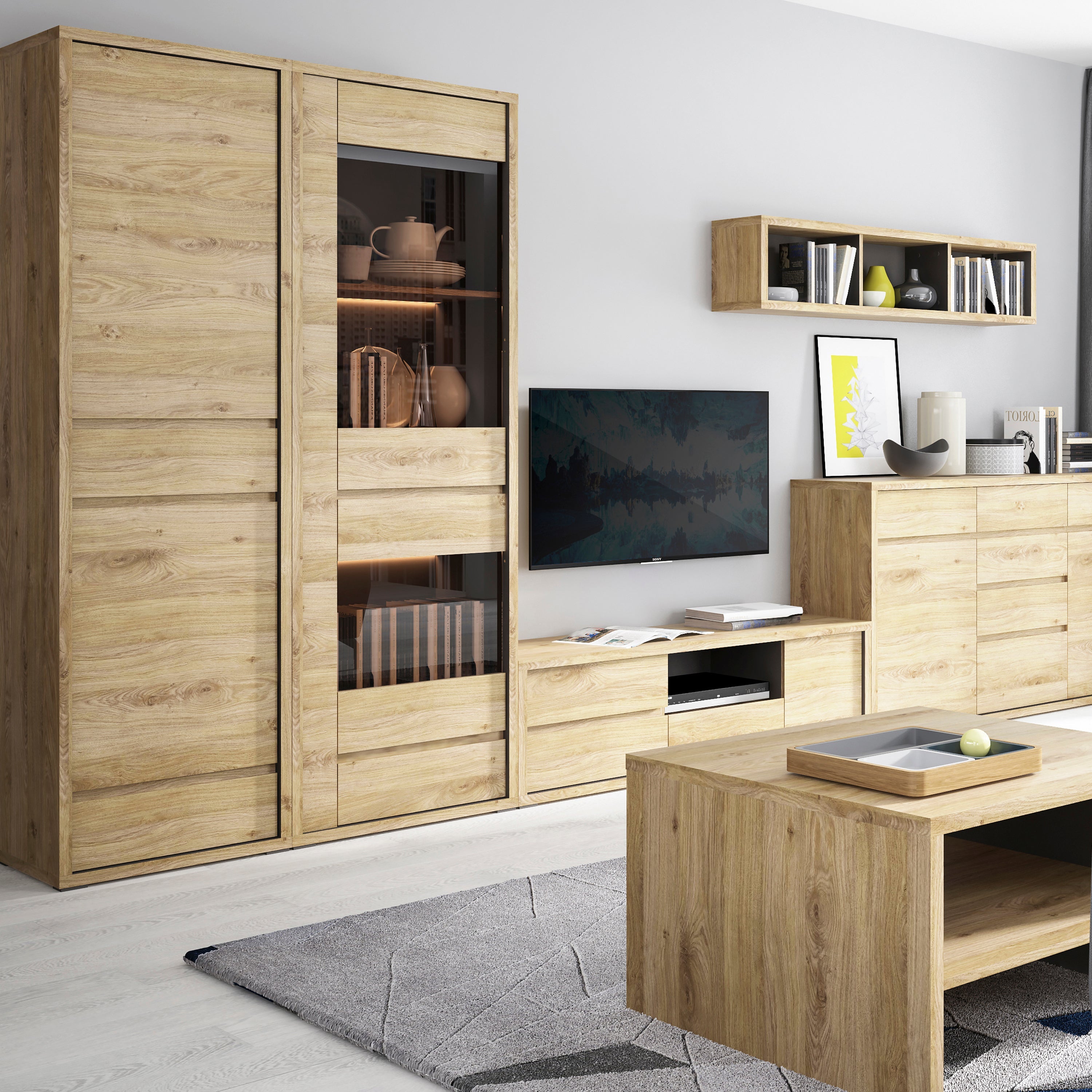 Shetland 2 Door 2 Drawer Narrow Cabinet – FTG, view 3