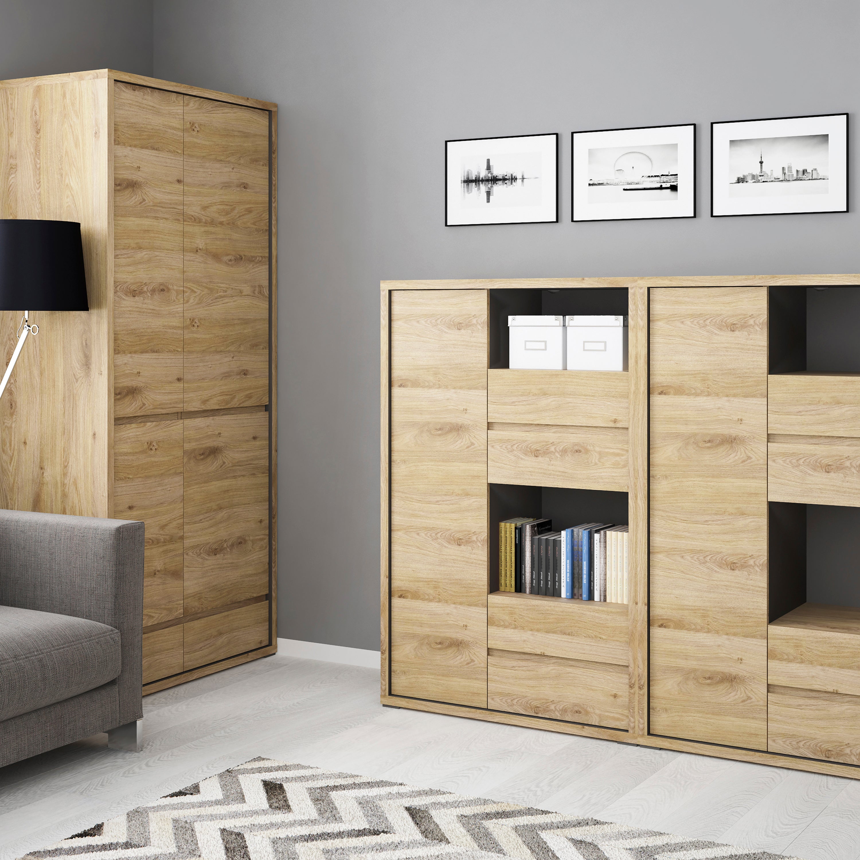 Shetland 1 Door 4 Drawer Display Cabinet – FTG, view 5