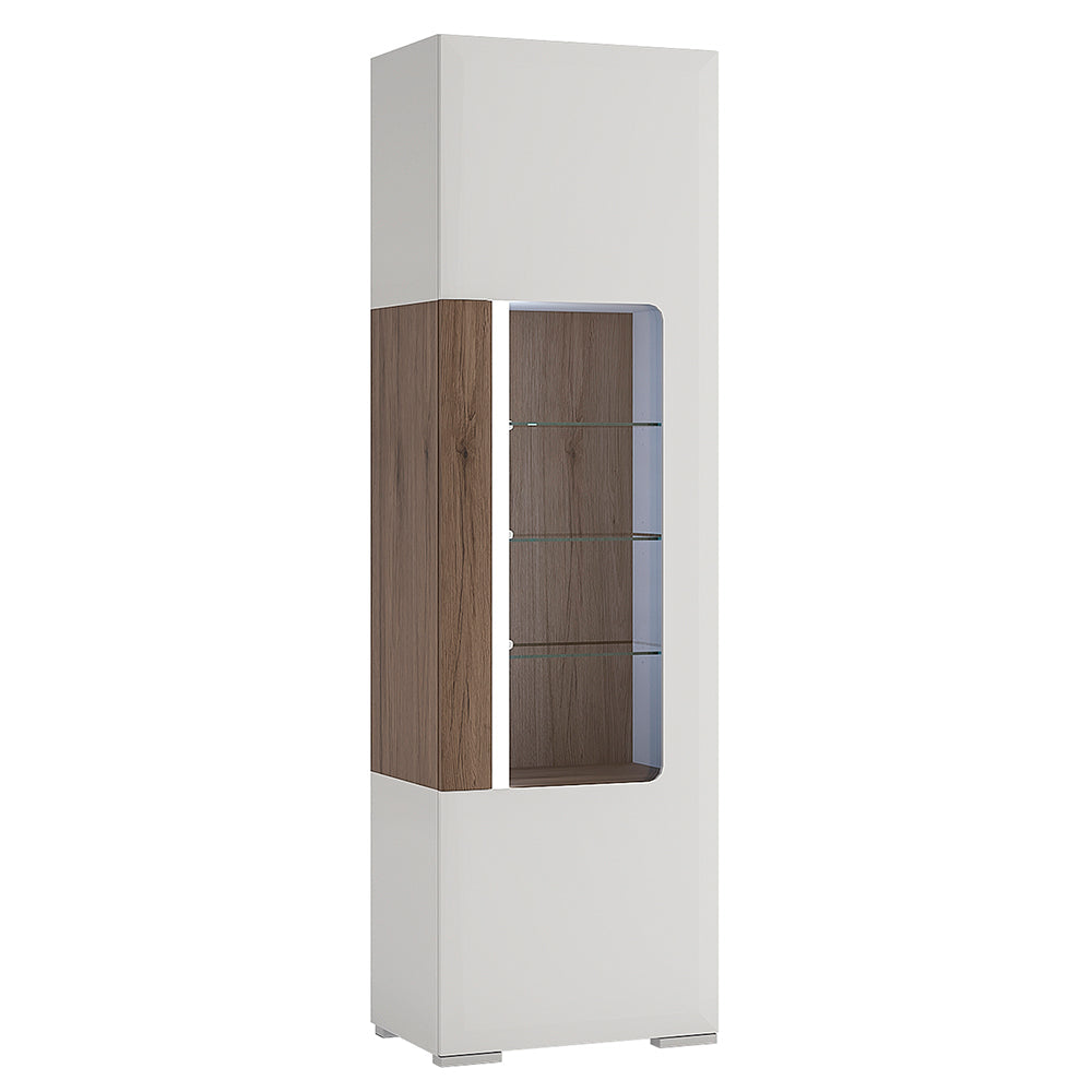 Toronto Tall Narrow Glazed Display Cabinet with Internal Shelves (inc. Plexi Lighting) – FTG