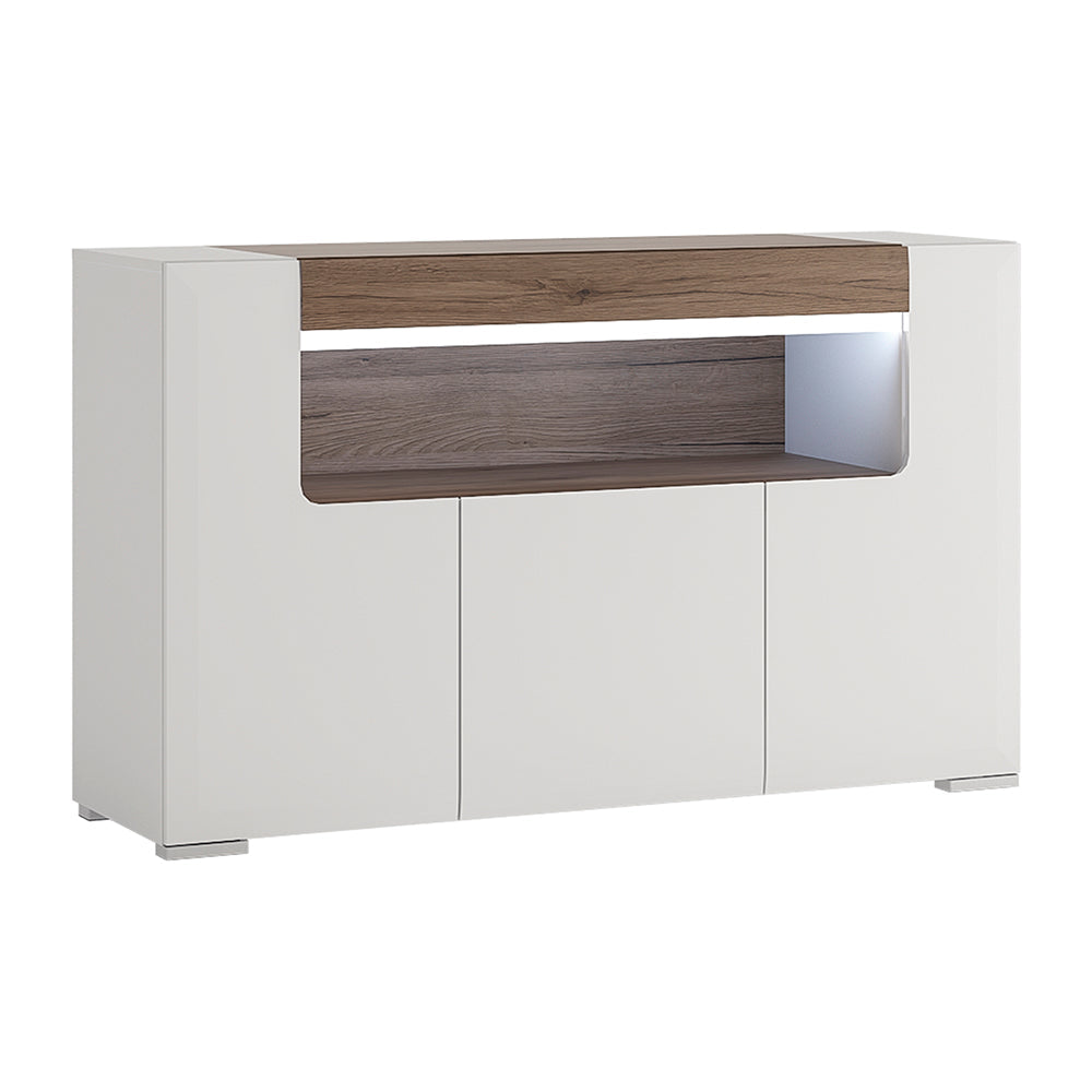 Toronto 3 Door Sideboard with open shelving (inc. Plexi Lighting) – FTG